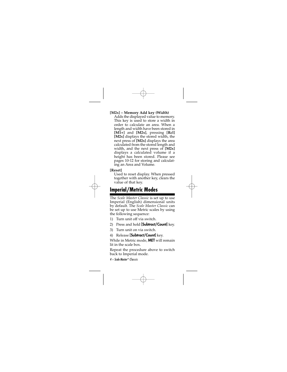 Imperial/metric modes | Calculated Industries 6020 v2.0 User Manual | Page 4 / 44
