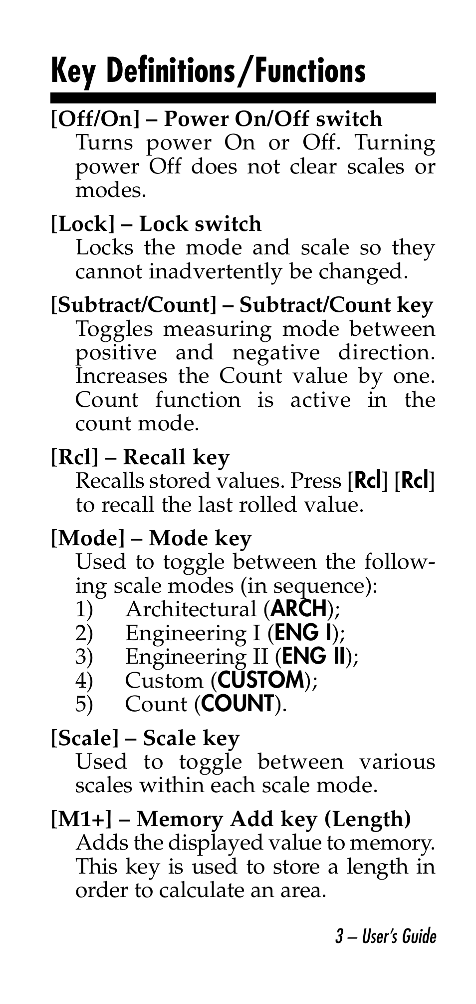 Key definitions/functions | Calculated Industries 6020-E v3.0 User Manual | Page 3 / 44