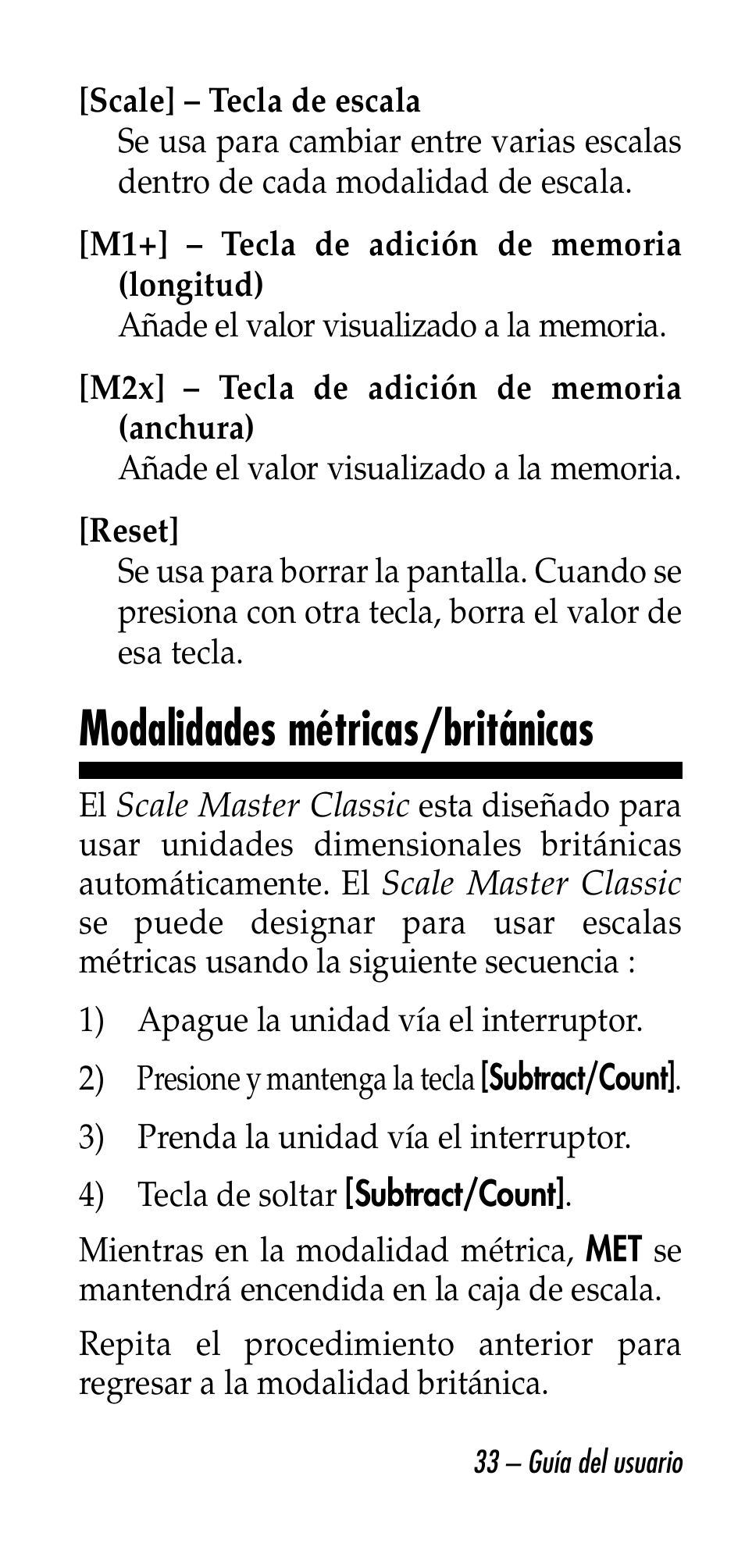 Modalidades métricas/británicas | Calculated Industries 6020-E v3.0 User Manual | Page 33 / 44