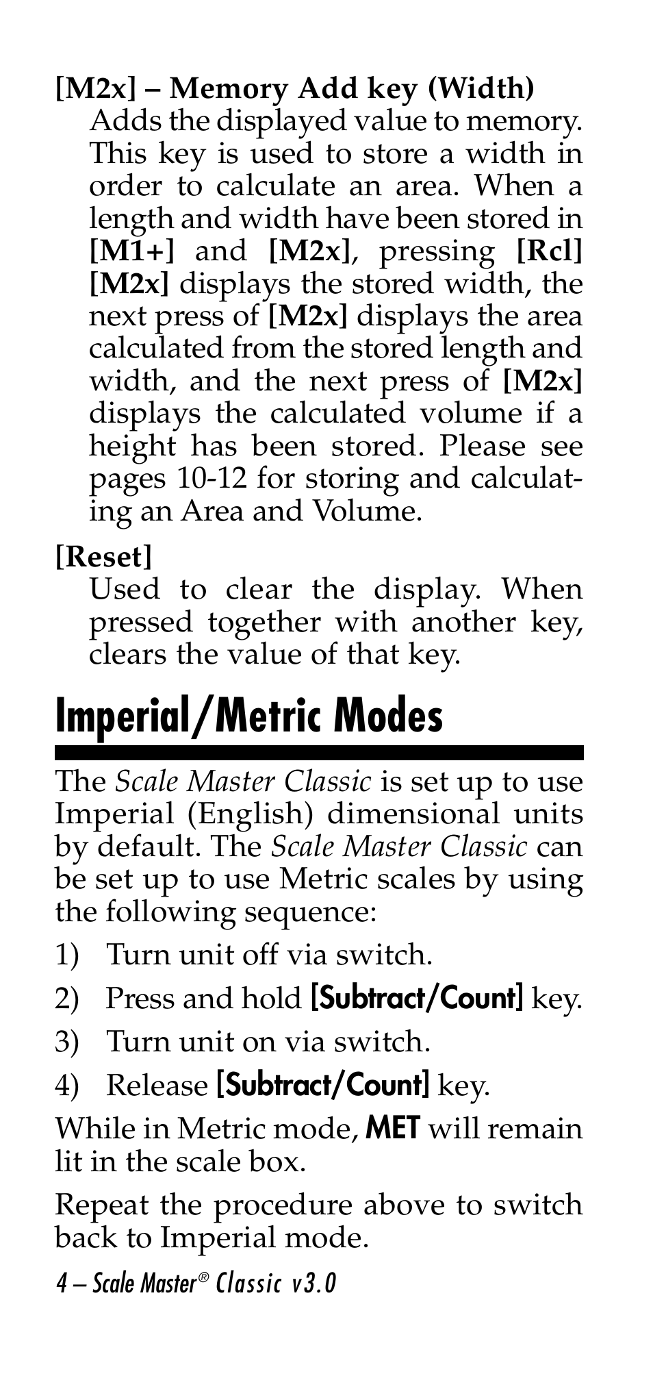 Imperial/metric modes | Calculated Industries 6020-E v3.0 User Manual | Page 4 / 44