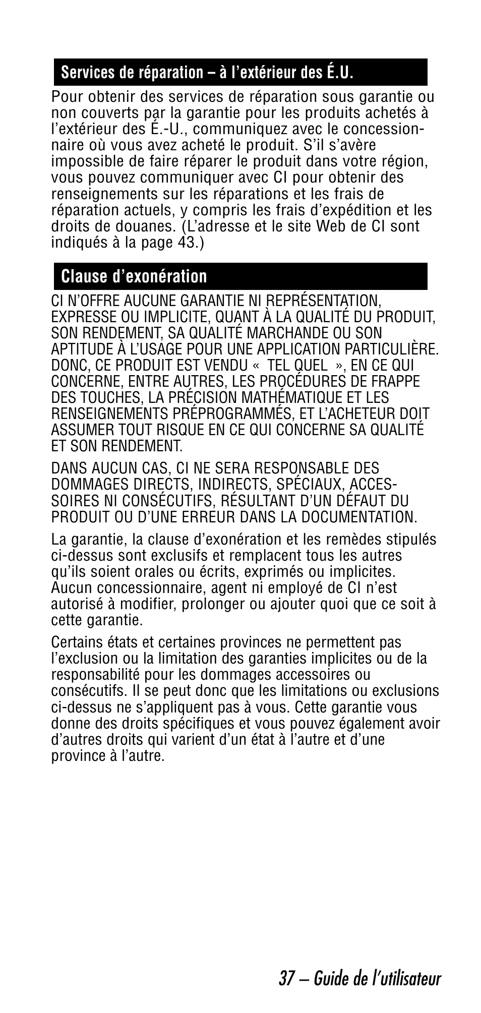 37 – guide de l’utilisateur | Calculated Industries 6026 User Manual | Page 37 / 60