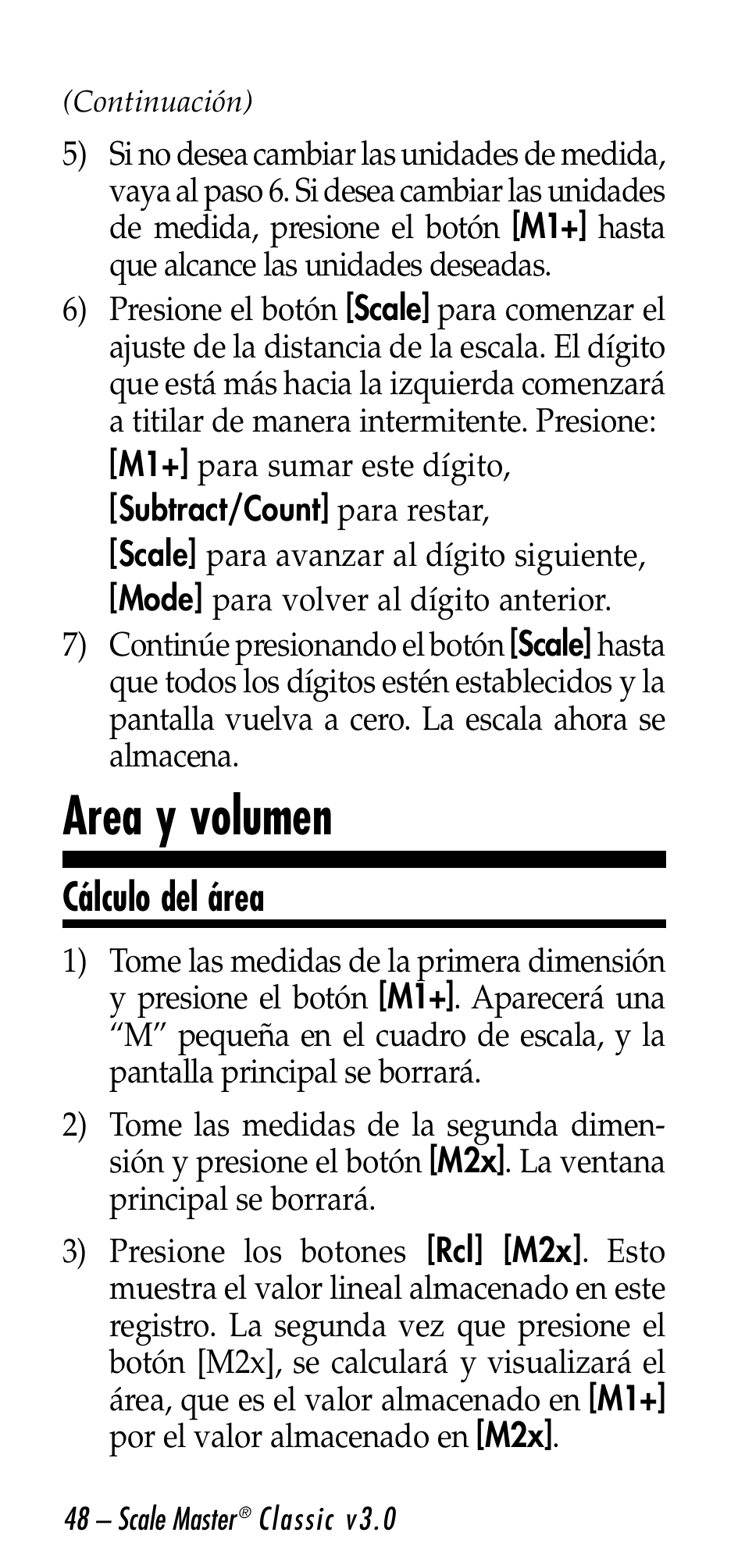 Area y volumen, Cálculo del área | Calculated Industries 6026 User Manual | Page 48 / 60