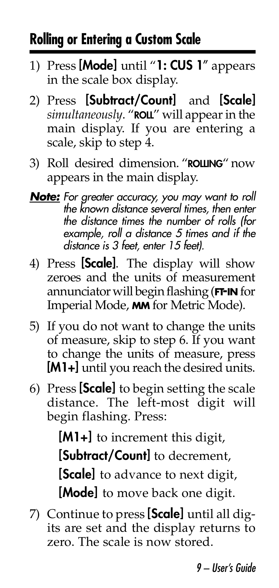 Rolling or entering a custom scale | Calculated Industries 6026 User Manual | Page 9 / 60