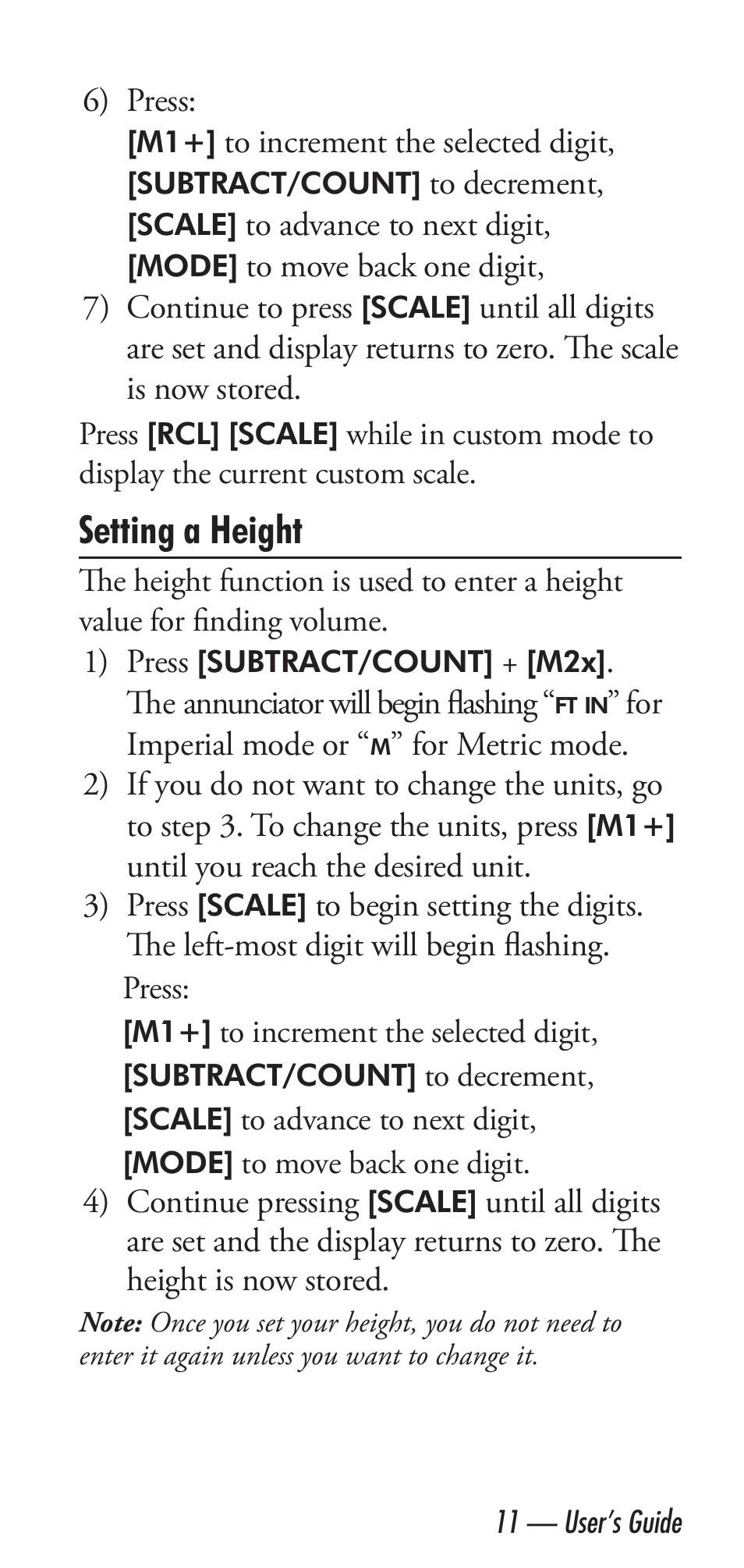 Setting a height | Calculated Industries 6020 v3.1 User Manual | Page 13 / 40