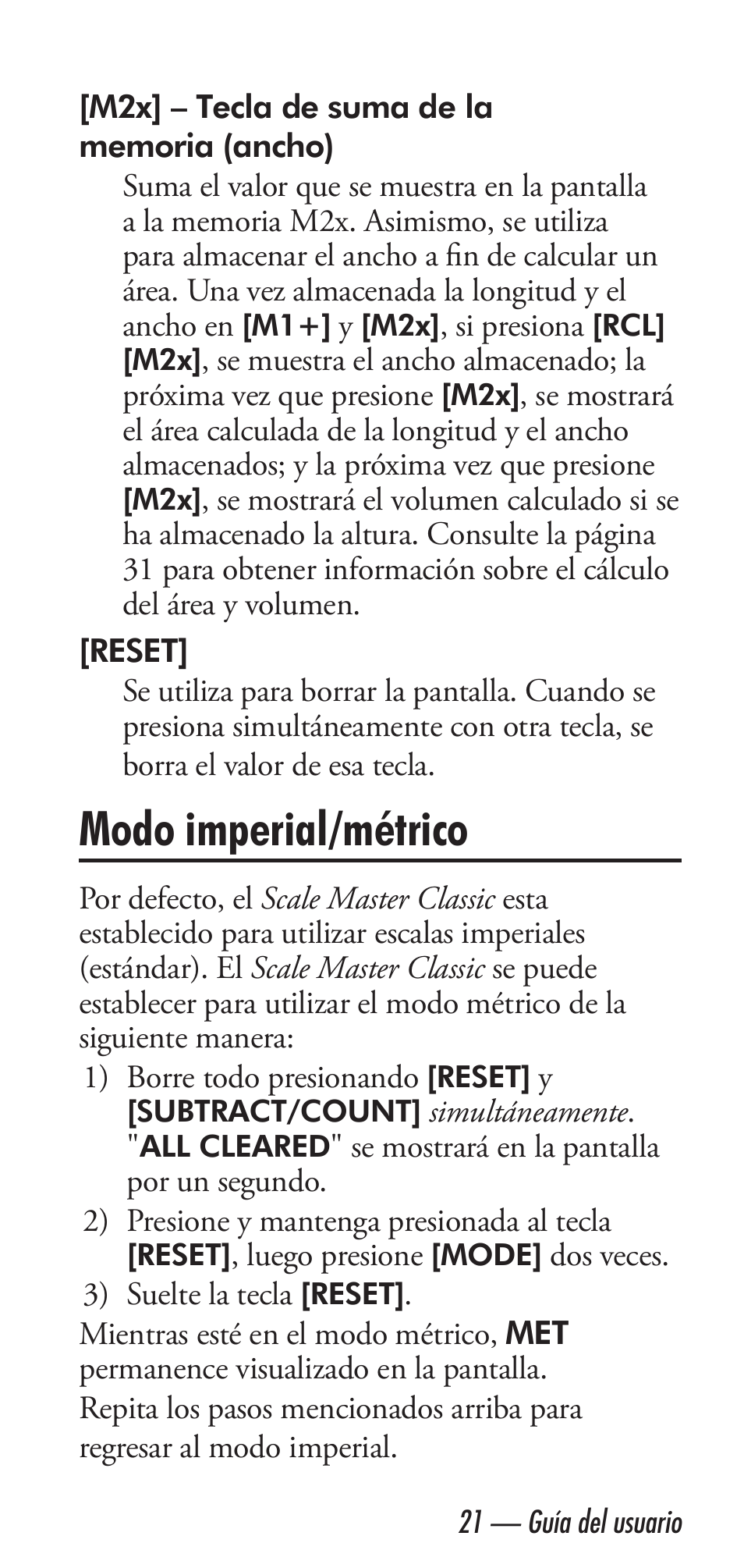 Modo imperial/métrico | Calculated Industries 6020 v3.1 User Manual | Page 23 / 40