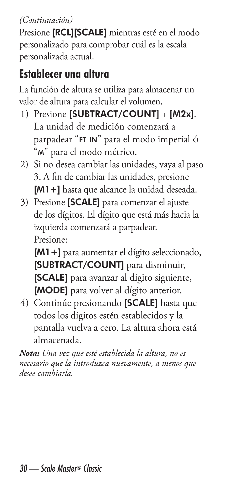 Establecer una altura | Calculated Industries 6020 v3.1 User Manual | Page 32 / 40