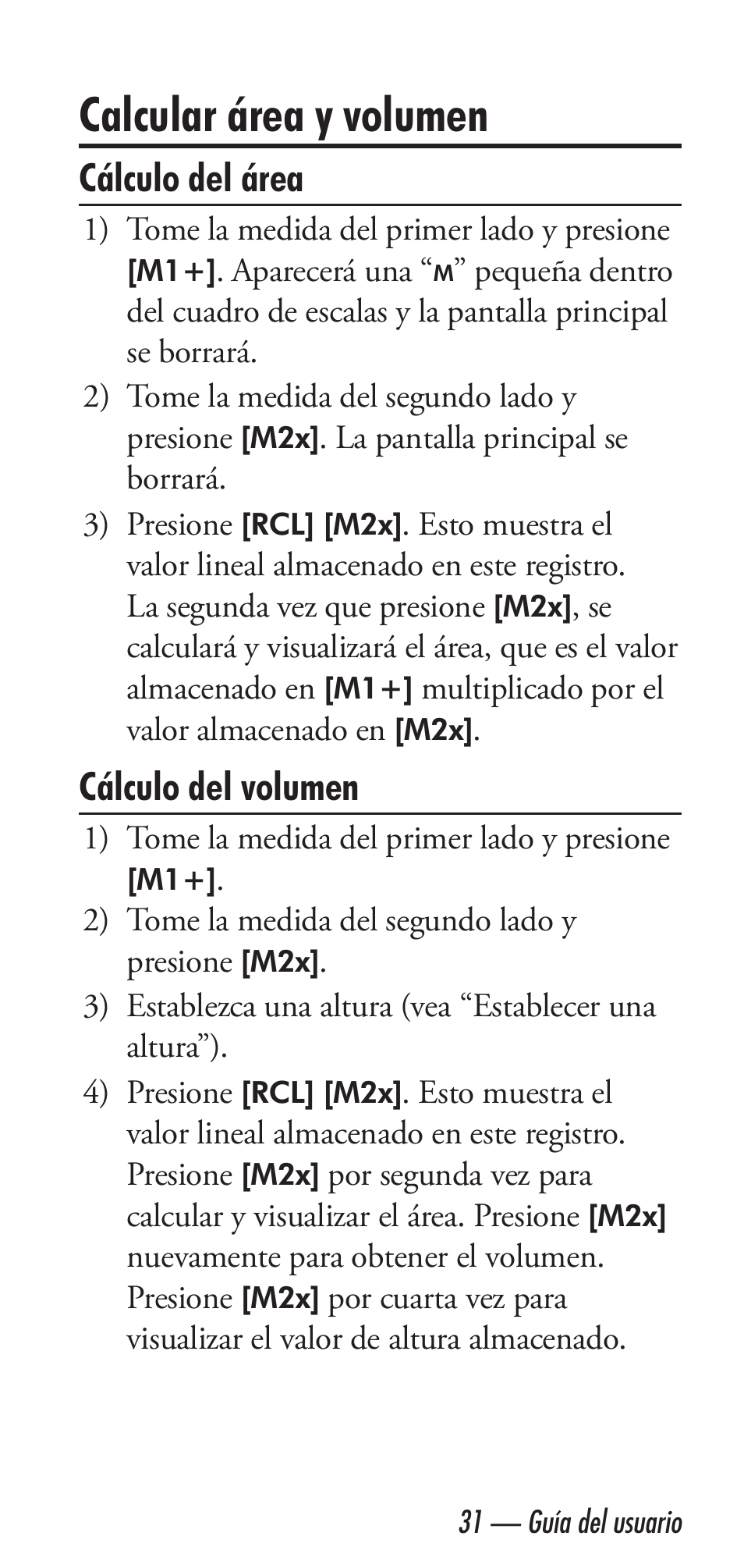 Calcular área y volumen, Cálculo del área, Cálculo del volumen | Calculated Industries 6020 v3.1 User Manual | Page 33 / 40