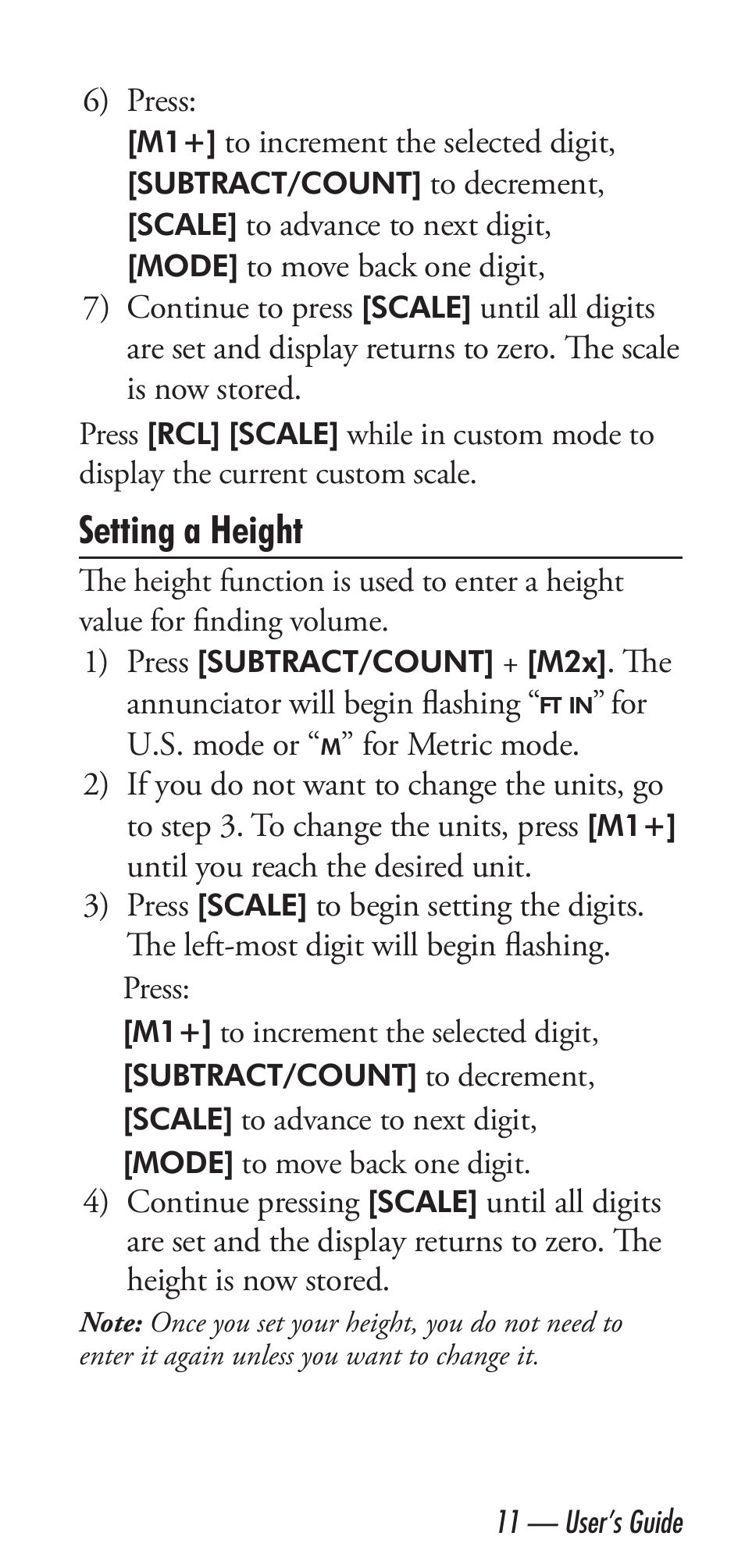 Setting a height | Calculated Industries 6020 v3.2 User Manual | Page 13 / 40