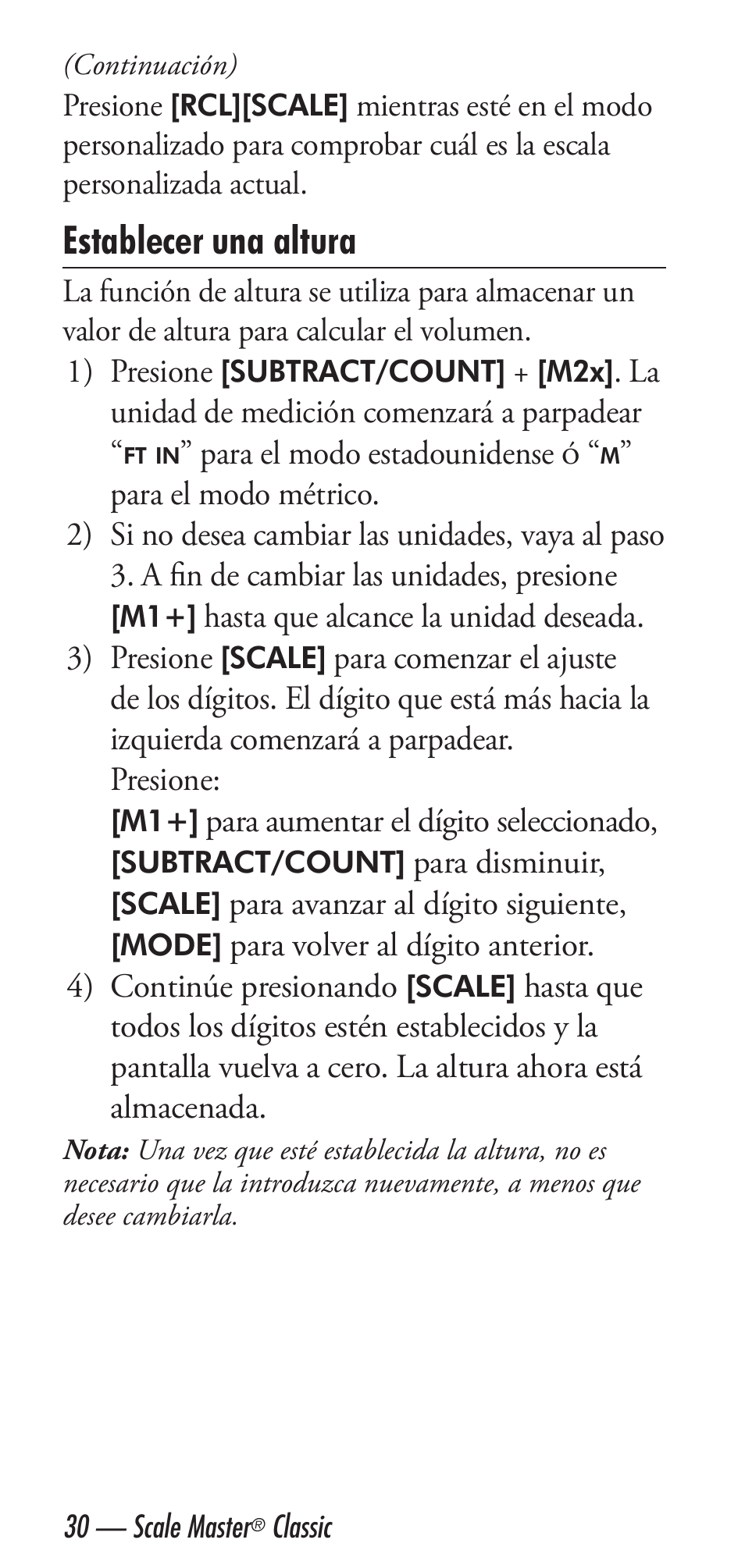 Establecer una altura | Calculated Industries 6020 v3.2 User Manual | Page 32 / 40