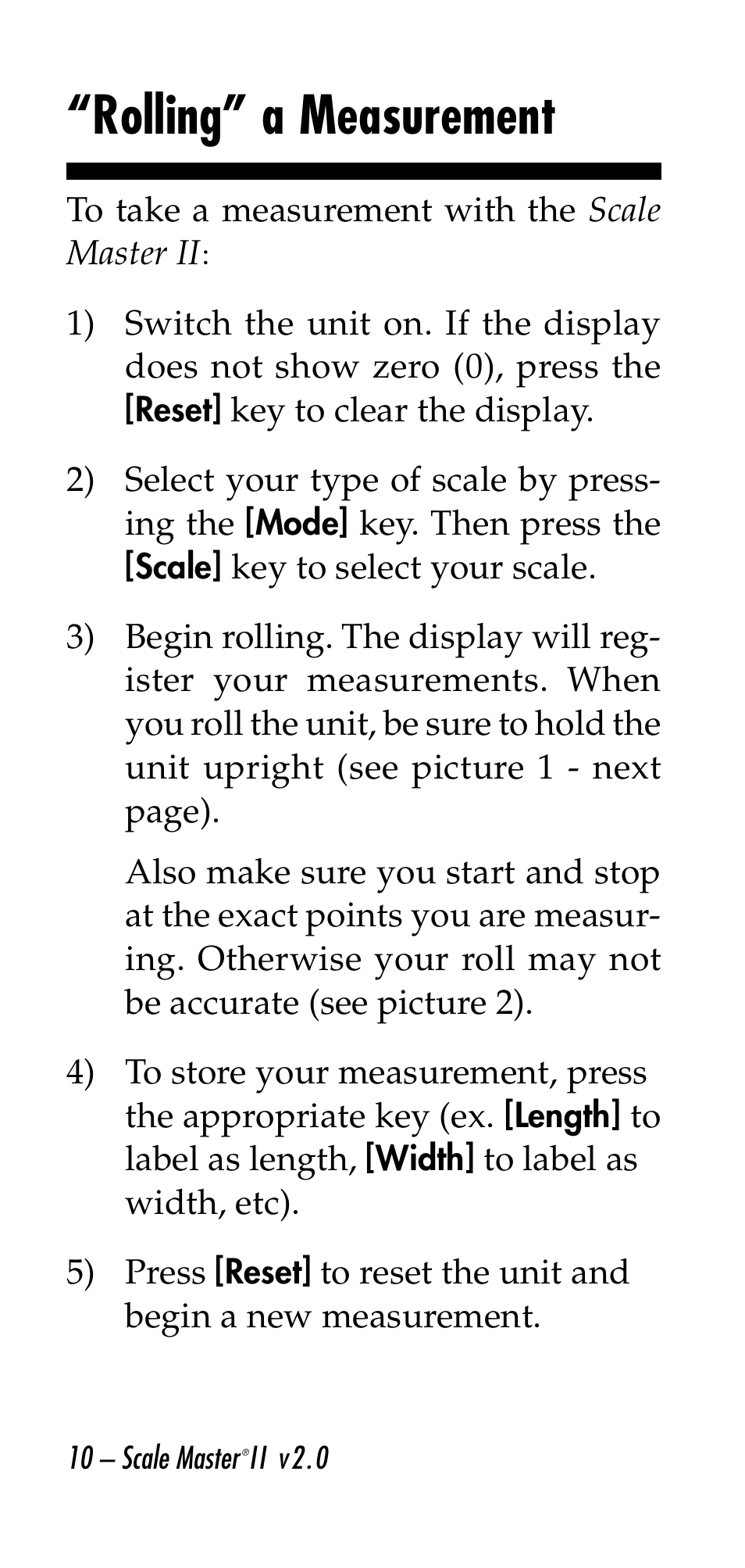 Rolling” a measurement | Calculated Industries 6130 v2.0 User Manual | Page 10 / 44