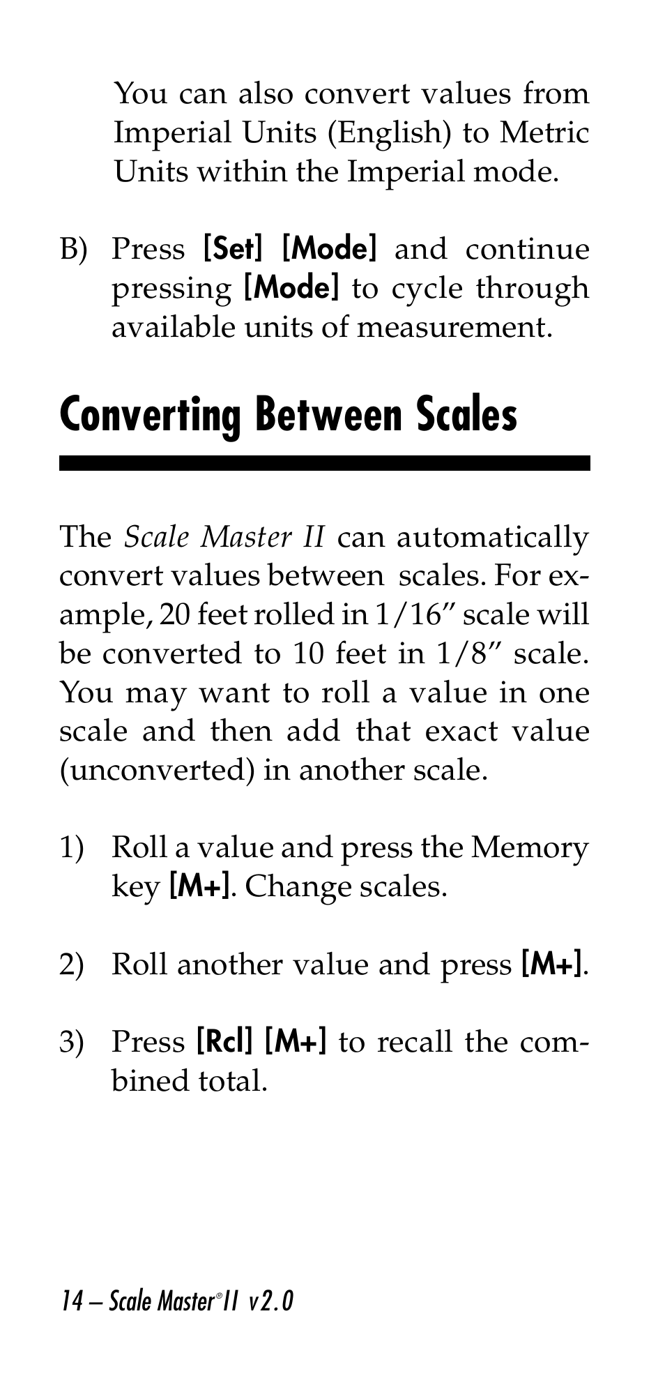 Converting between scales | Calculated Industries 6130 v2.0 User Manual | Page 14 / 44