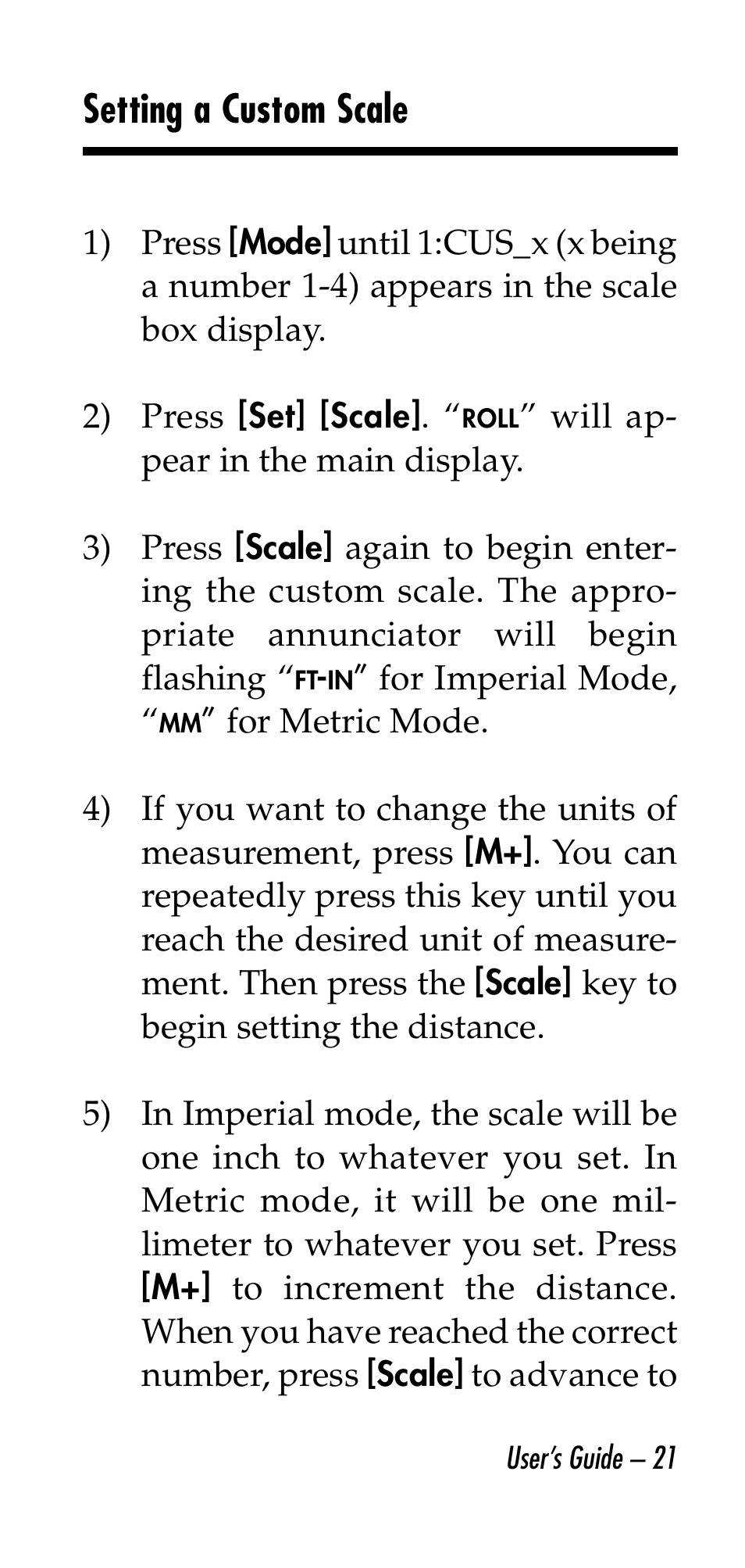 Setting a custom scale | Calculated Industries 6130 v2.0 User Manual | Page 21 / 44