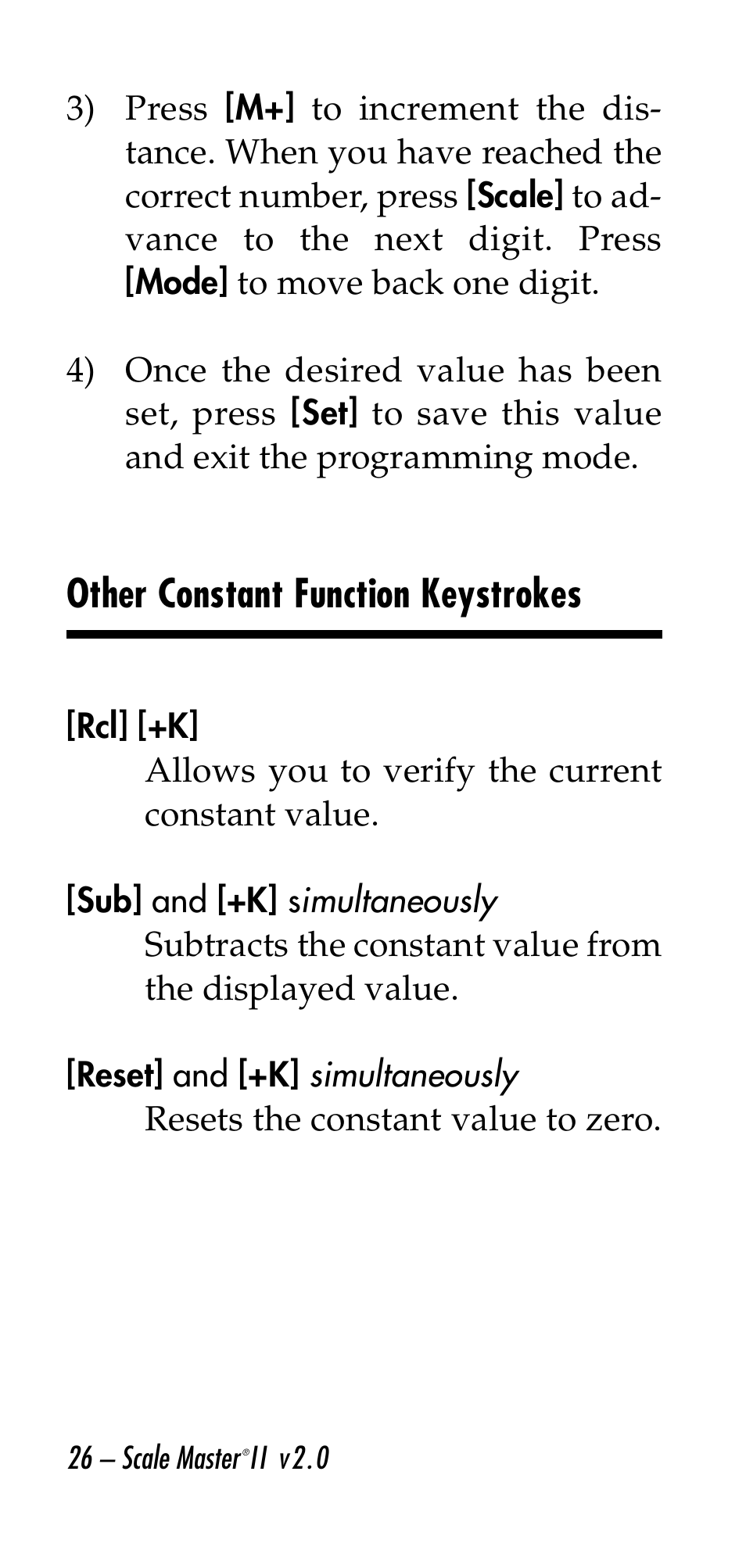 Other constant function keystrokes | Calculated Industries 6130 v2.0 User Manual | Page 26 / 44