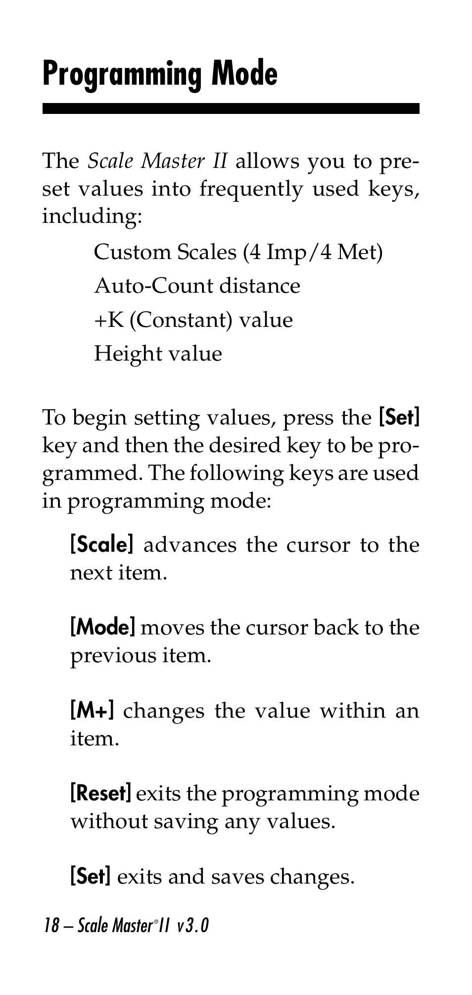 Programming mode | Calculated Industries 6130 v3.0 User Manual | Page 18 / 44