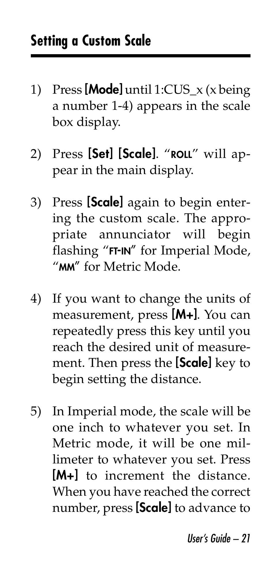 Setting a custom scale | Calculated Industries 6130 v3.0 User Manual | Page 21 / 44