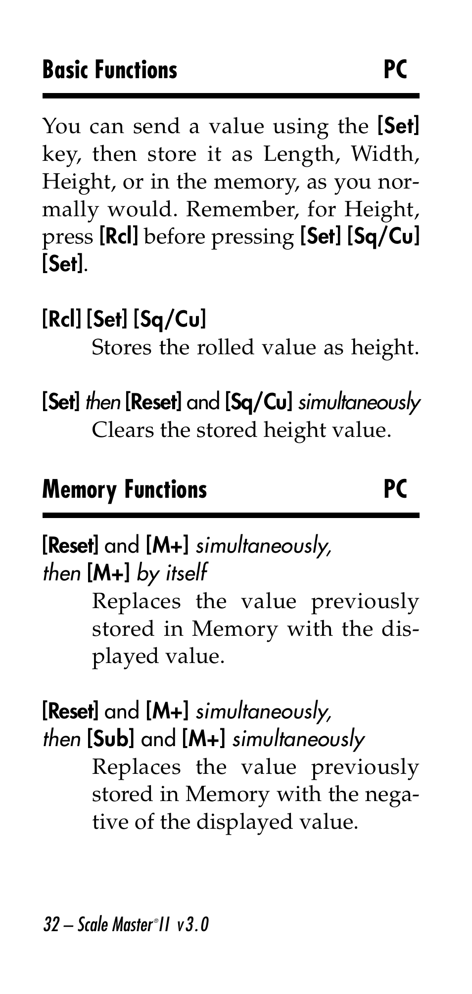 Basic functions pc | Calculated Industries 6130 v3.0 User Manual | Page 32 / 44