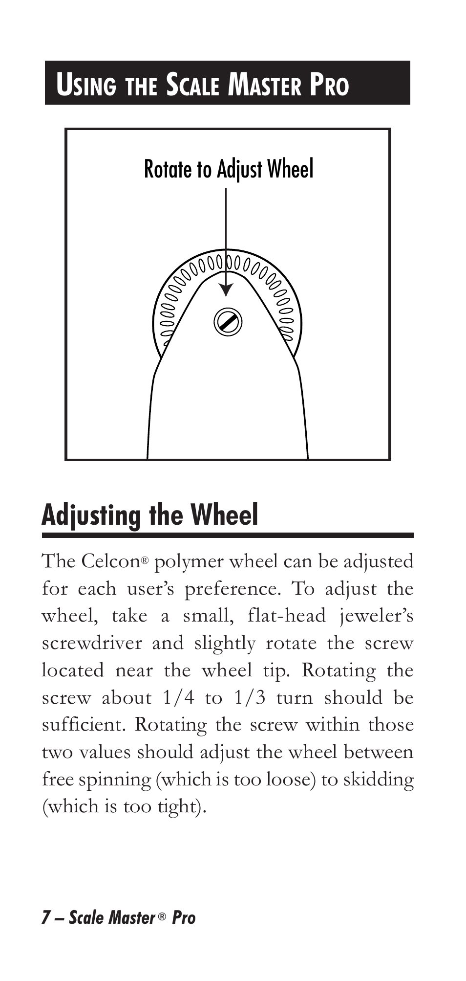 Adjusting the wheel | Calculated Industries 6025 User Manual | Page 11 / 36