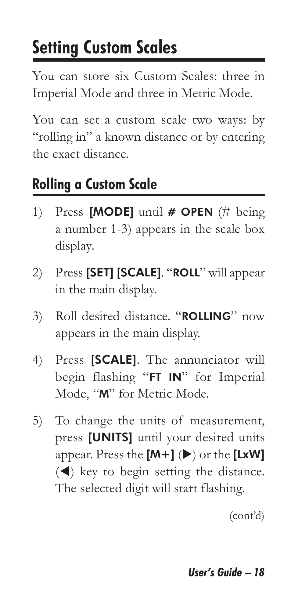 Setting custom scales, Rolling a custom scale | Calculated Industries 6025 User Manual | Page 22 / 36