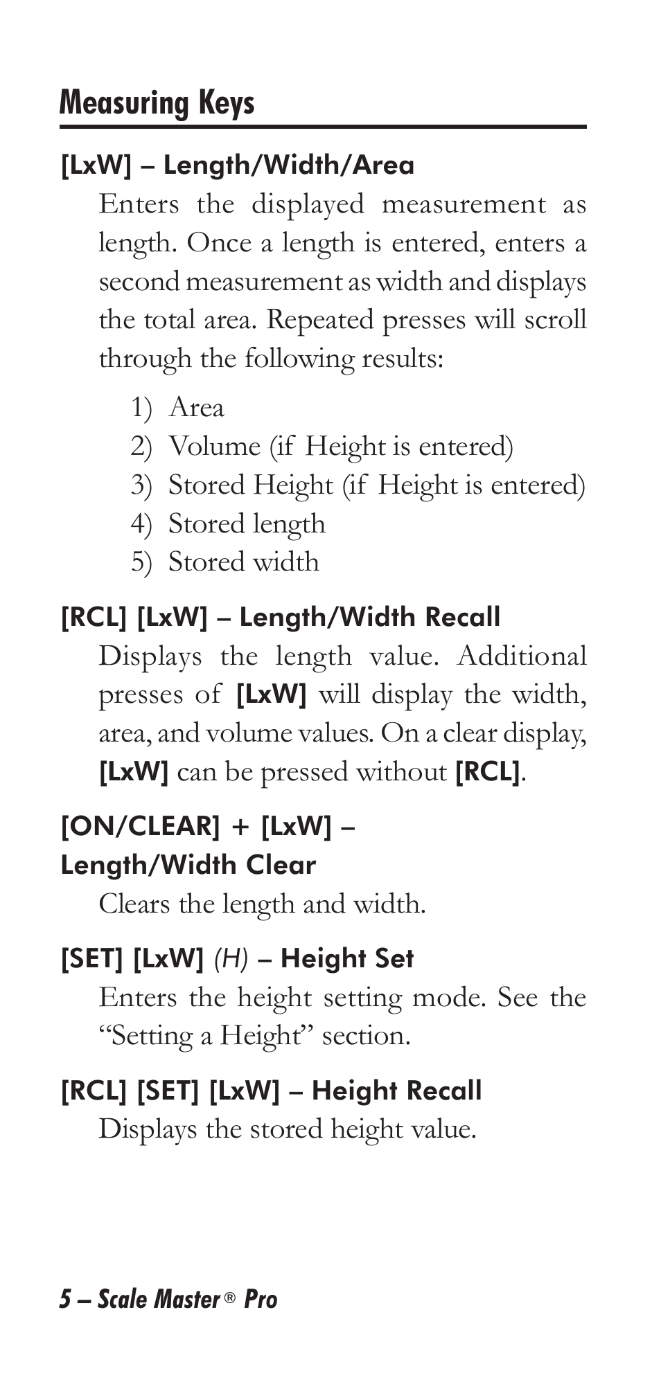 Measuring keys | Calculated Industries 6025 User Manual | Page 9 / 36