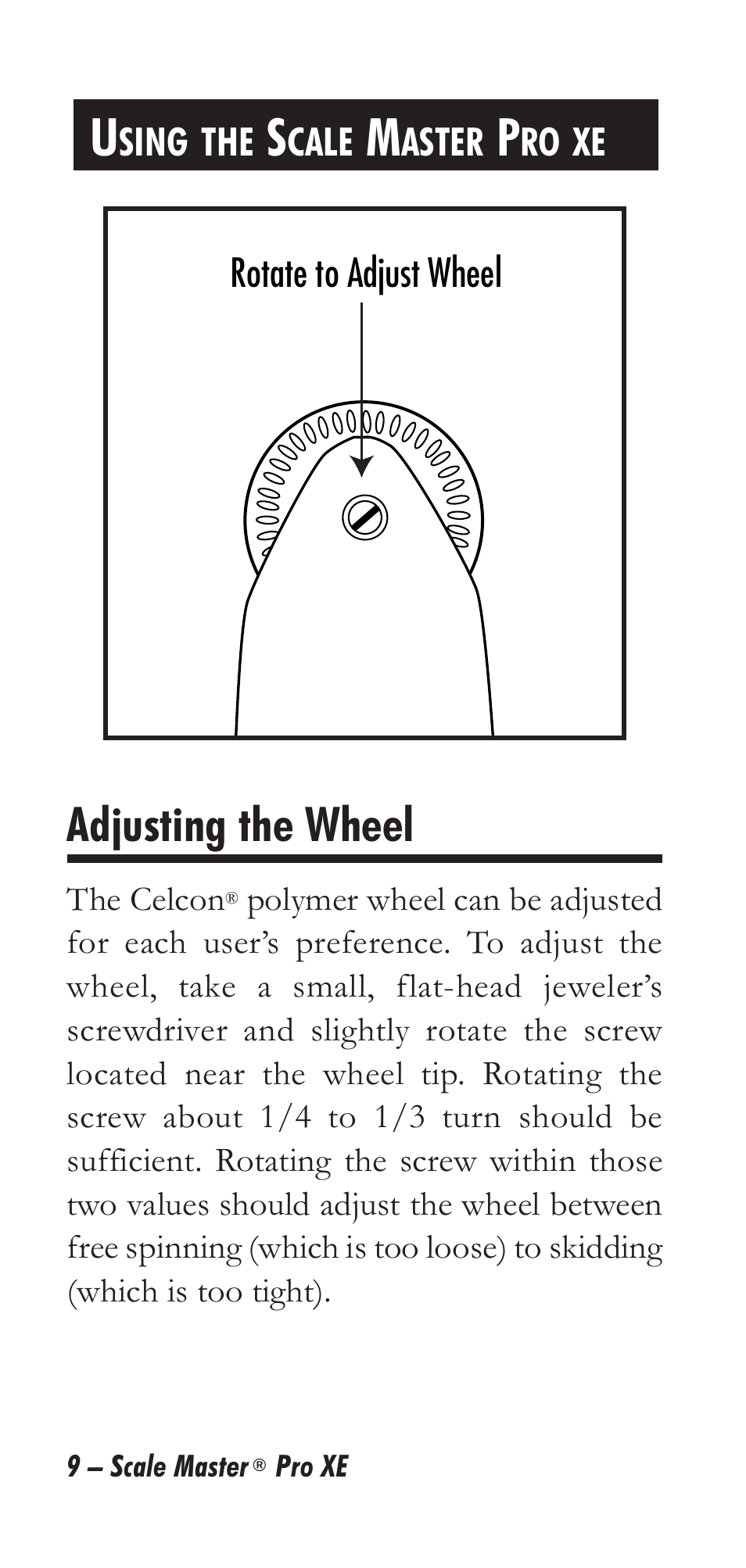 Adjusting the wheel | Calculated Industries 6135 User Manual | Page 13 / 43