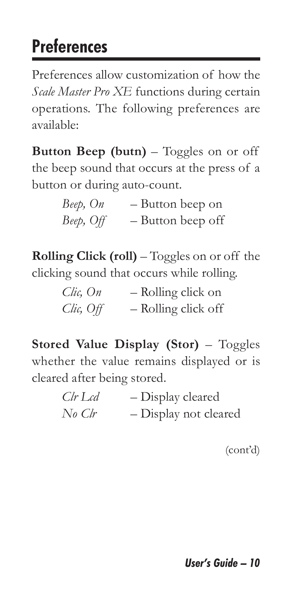 Preferences | Calculated Industries 6135 User Manual | Page 14 / 43