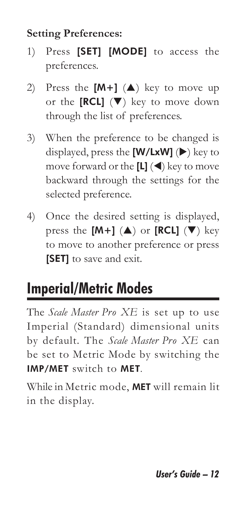 Imperial/metric modes | Calculated Industries 6135 User Manual | Page 16 / 43