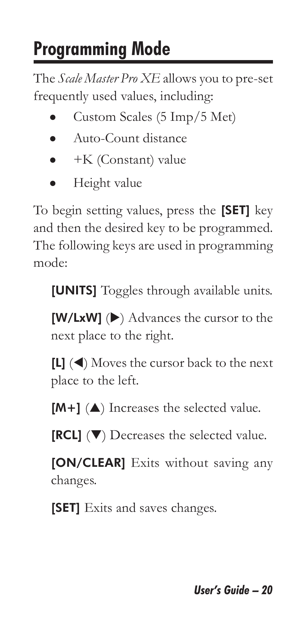 Programming mode | Calculated Industries 6135 User Manual | Page 24 / 43