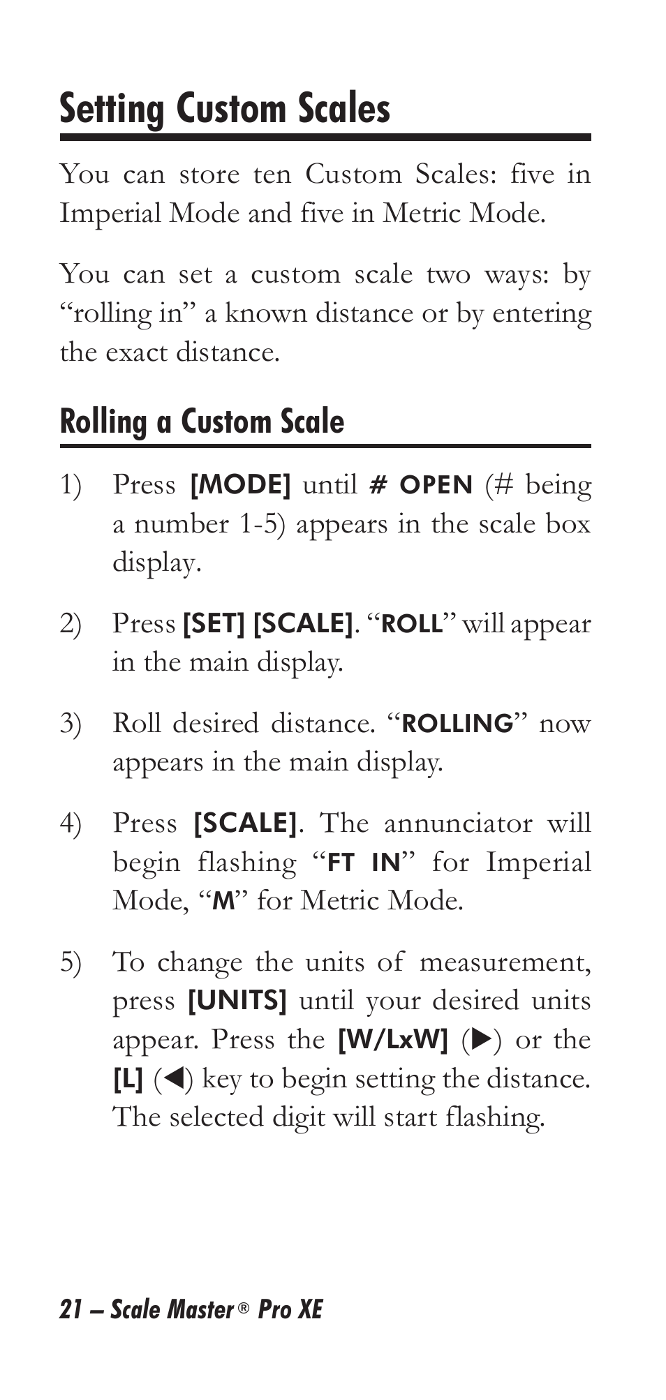 Setting custom scales, Rolling a custom scale | Calculated Industries 6135 User Manual | Page 25 / 43