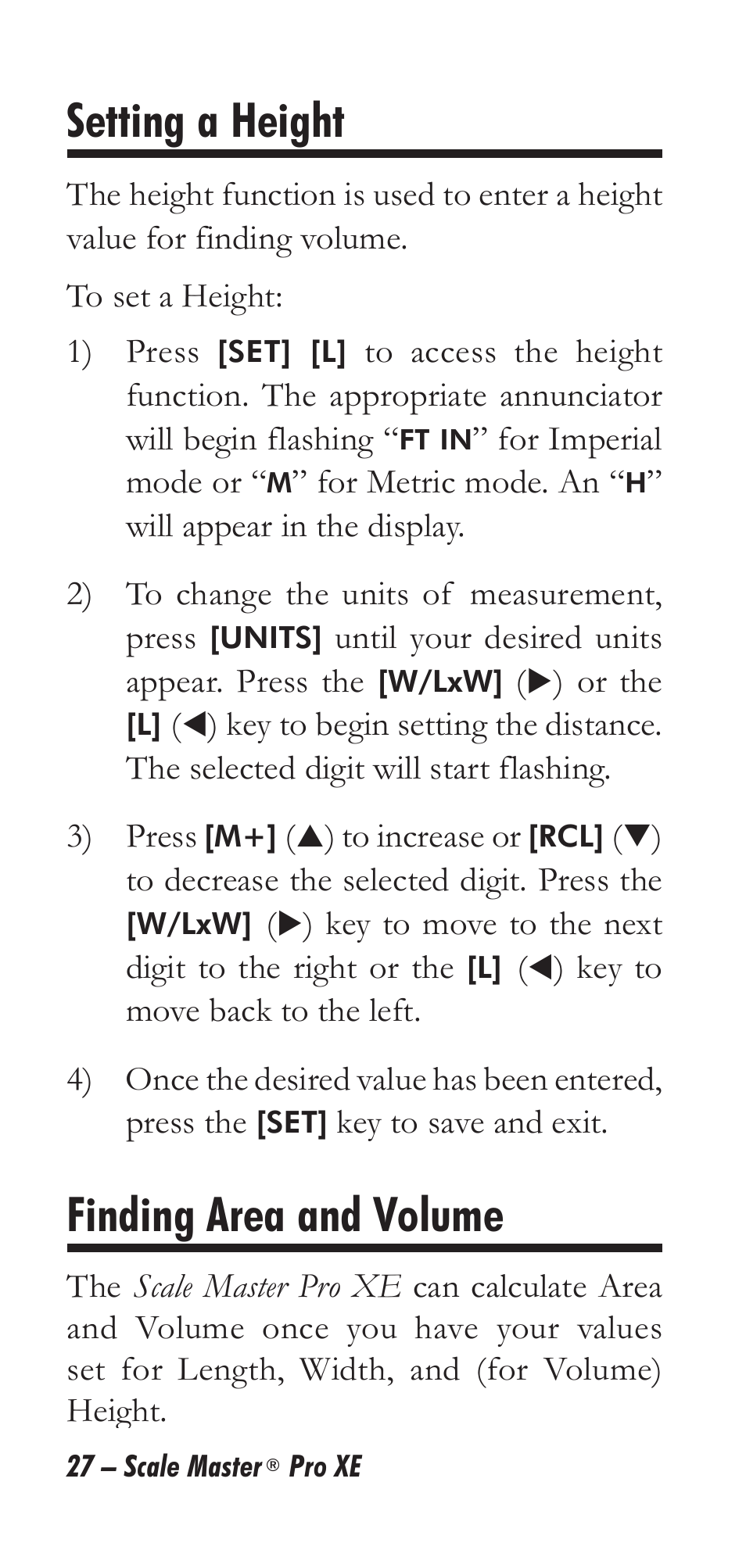 Setting a height, Finding area and volume | Calculated Industries 6135 User Manual | Page 31 / 43