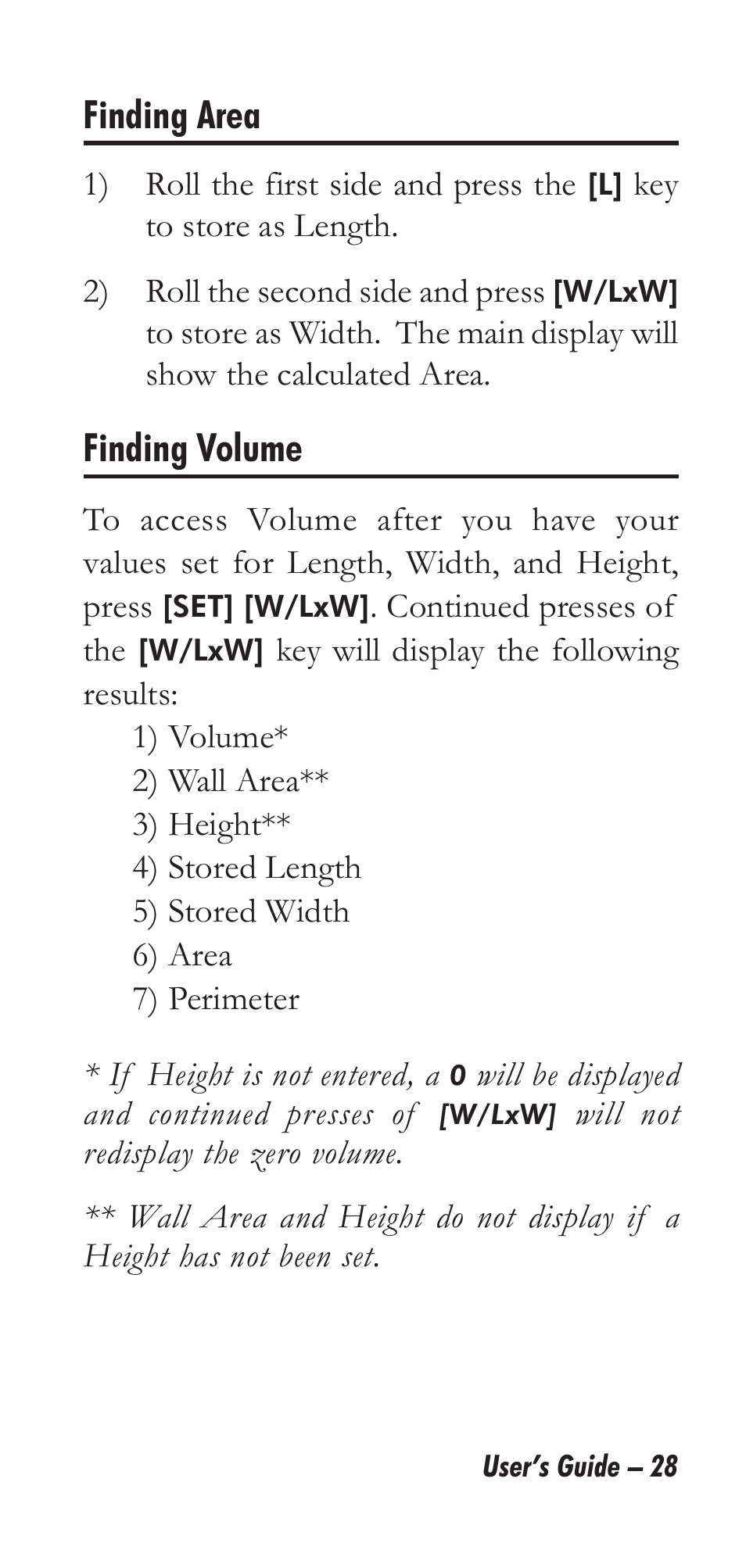 Finding area, Finding volume | Calculated Industries 6135 User Manual | Page 32 / 43
