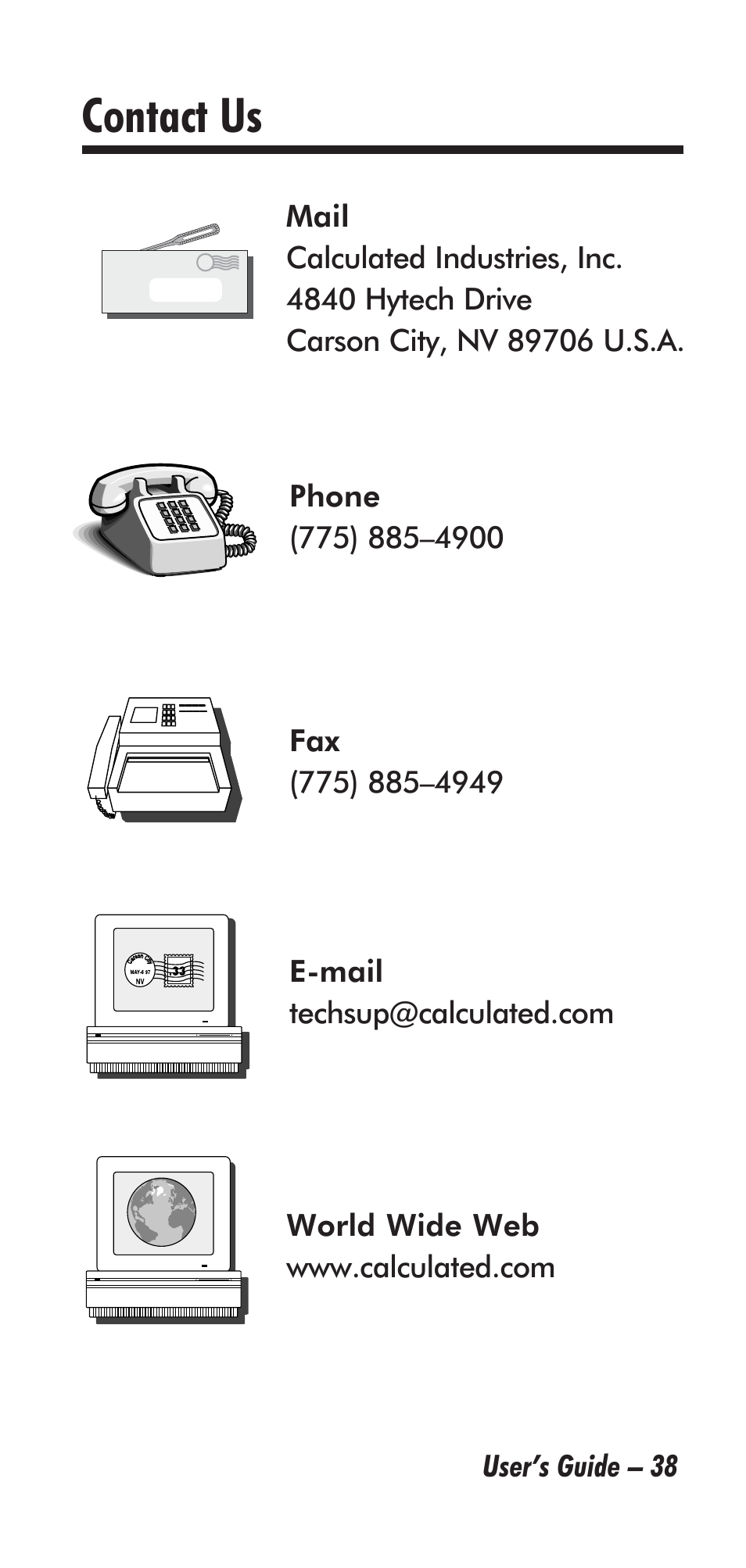 Contact us | Calculated Industries 6135 User Manual | Page 42 / 43