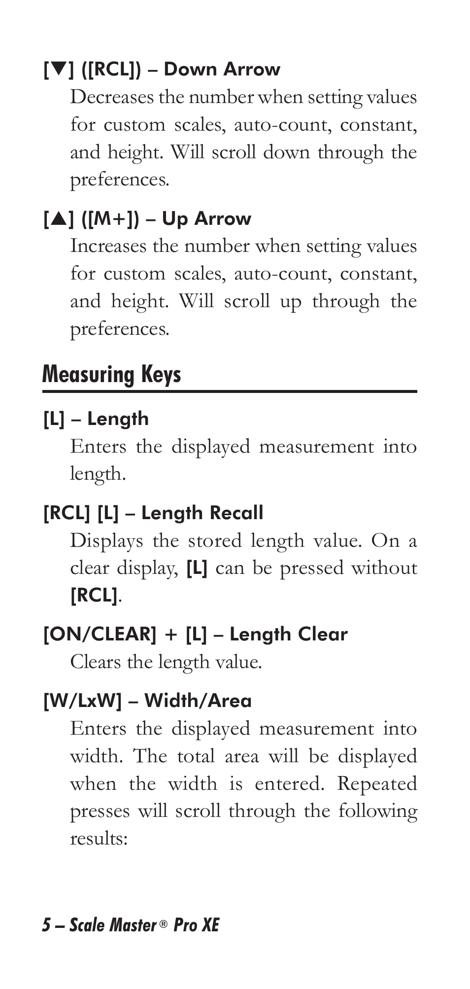 Measuring keys | Calculated Industries 6135 User Manual | Page 9 / 43