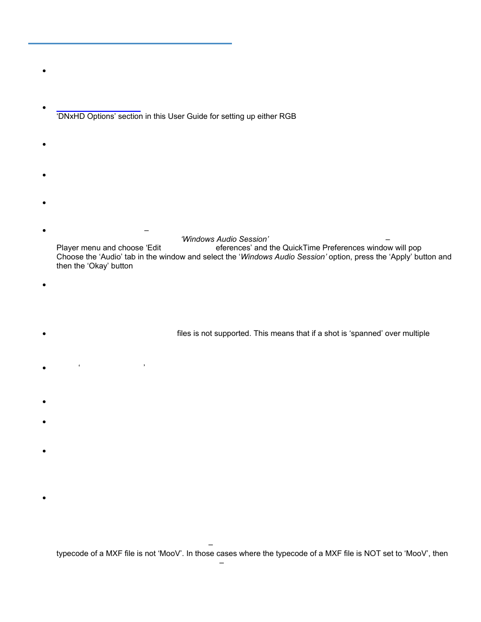 Known issues and limitations | Calibrated Software MXF Import v3 User Manual | Page 15 / 94