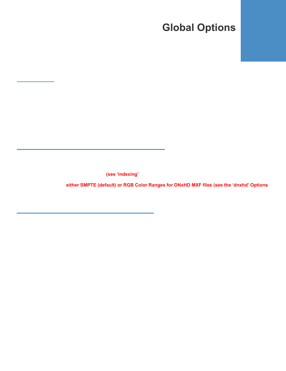 Global options, Overview, Important note about options | Calibrated{q} mxf import options | Calibrated Software MXF Import v3 User Manual | Page 19 / 94