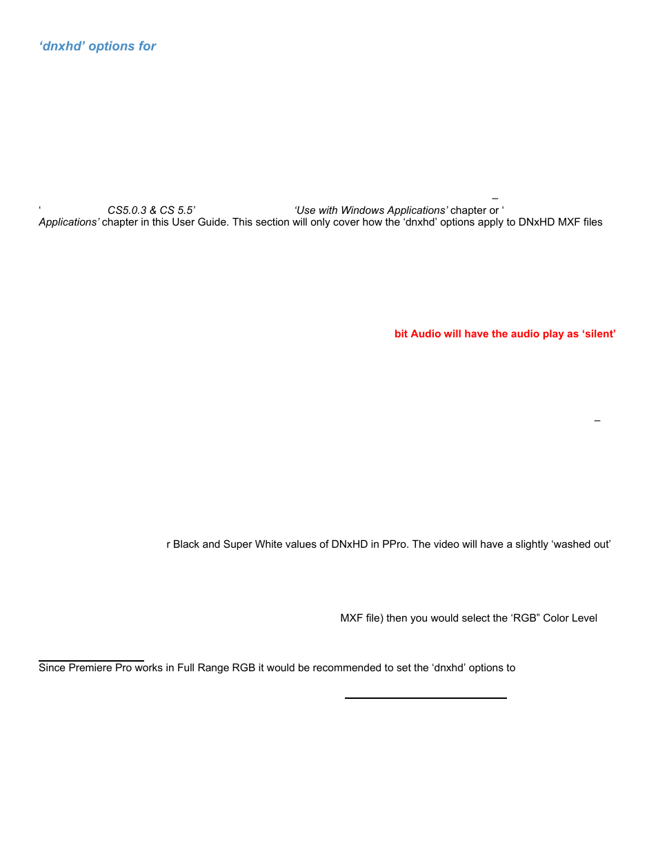 Dnxhd’ options for premiere pro cs5.5 | Calibrated Software MXF Import v3 User Manual | Page 35 / 94
