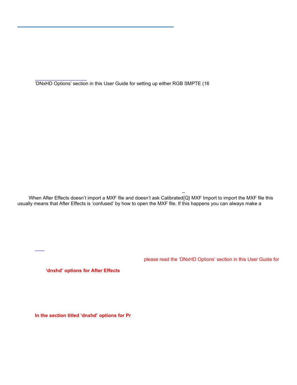 After effects cs5.0.3 & 5.5 & 6.0 & cc, Getting started, Import into after effects | Calibrated Software MXF Import v3 User Manual | Page 48 / 94