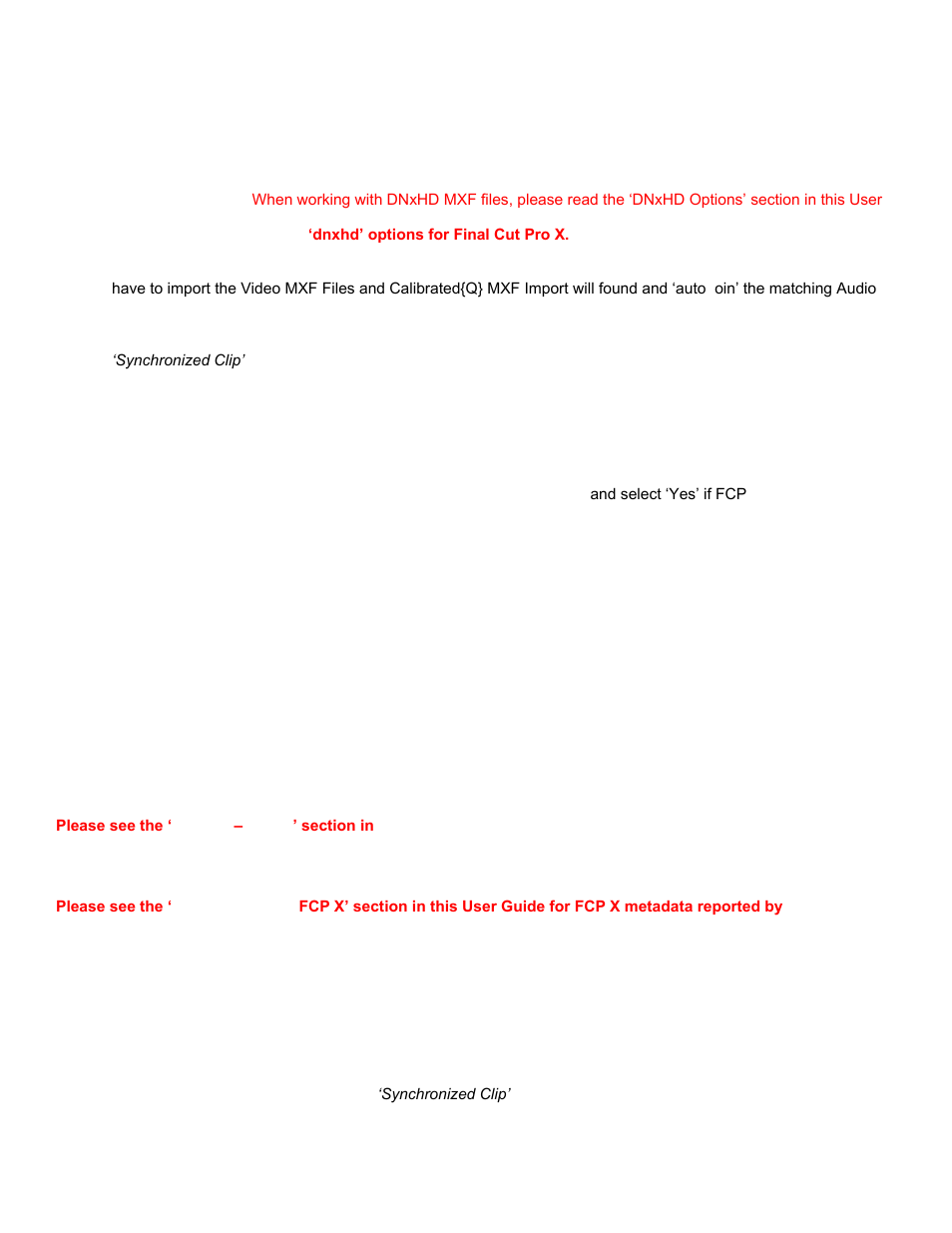 Special import notes for fcp x, Playback in fcp x, Editing growing mxf files in fcp x | Metadata in fcp x, Troubleshooting | Calibrated Software MXF Import v3 User Manual | Page 58 / 94