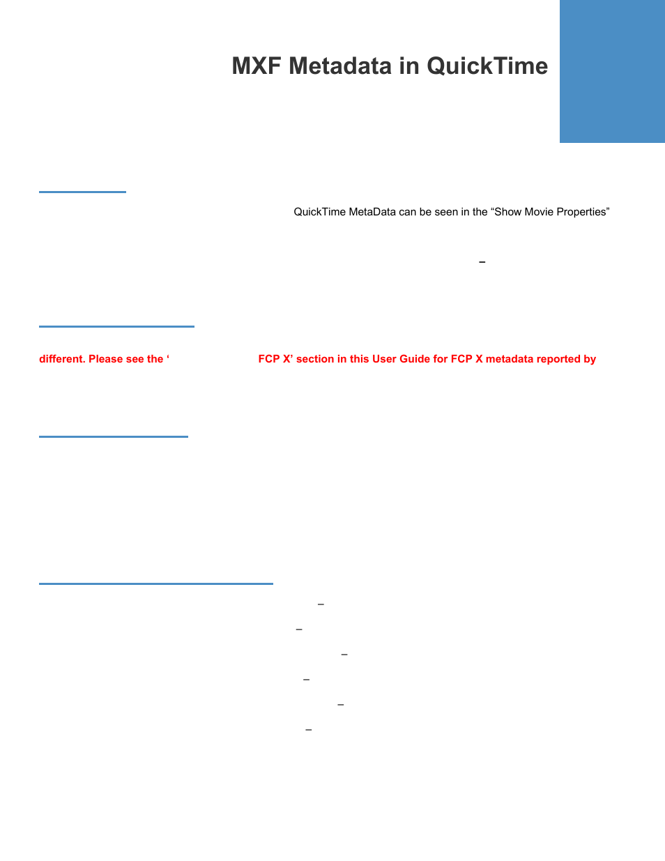 Mxf metadata in quicktime, Overview, Fcp x metadata | Public metadata, General private metadata | Calibrated Software MXF Import v3 User Manual | Page 67 / 94