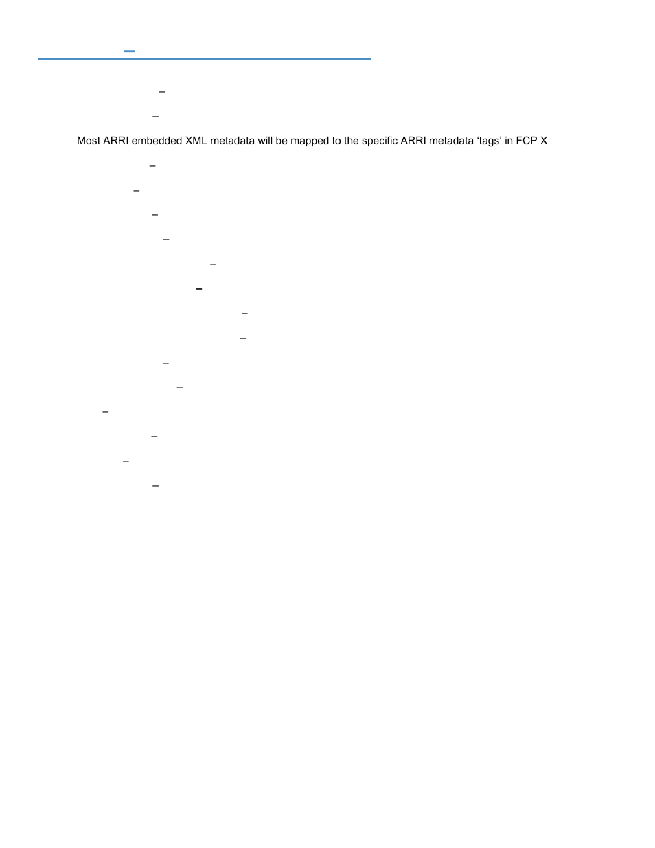 Arri mxf, Fcp x metadata mapping, Arri mxf – fcp x metadata mapping | Calibrated Software MXF Import v3 User Manual | Page 78 / 94