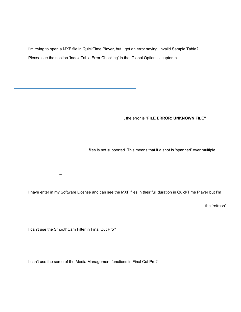 Troubleshooting in final cut pro 6/7 | Calibrated Software MXF Import v3 User Manual | Page 84 / 94