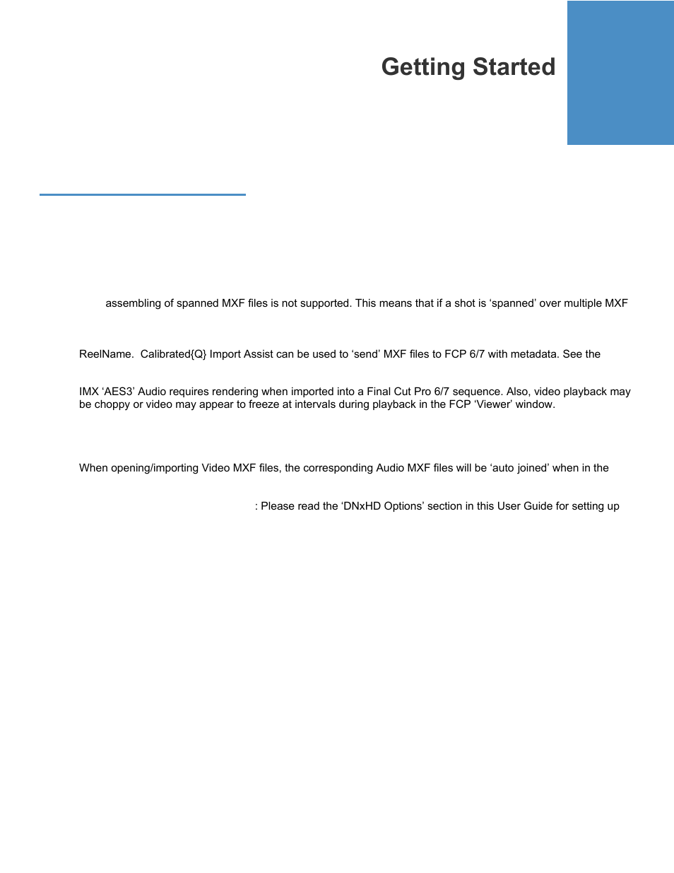 Getting started, Compatible mxf files | Calibrated Software MXF Import v3 User Manual | Page 9 / 94