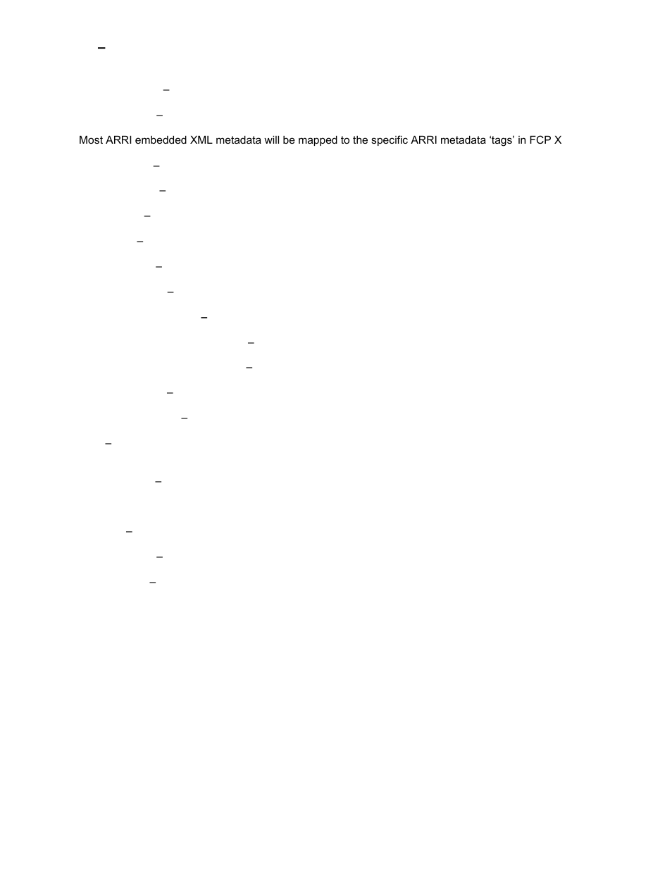 Arri mxf, Fcp x metadata mapping | Calibrated Software MP4-EX Import Assist v3 User Manual | Page 25 / 48