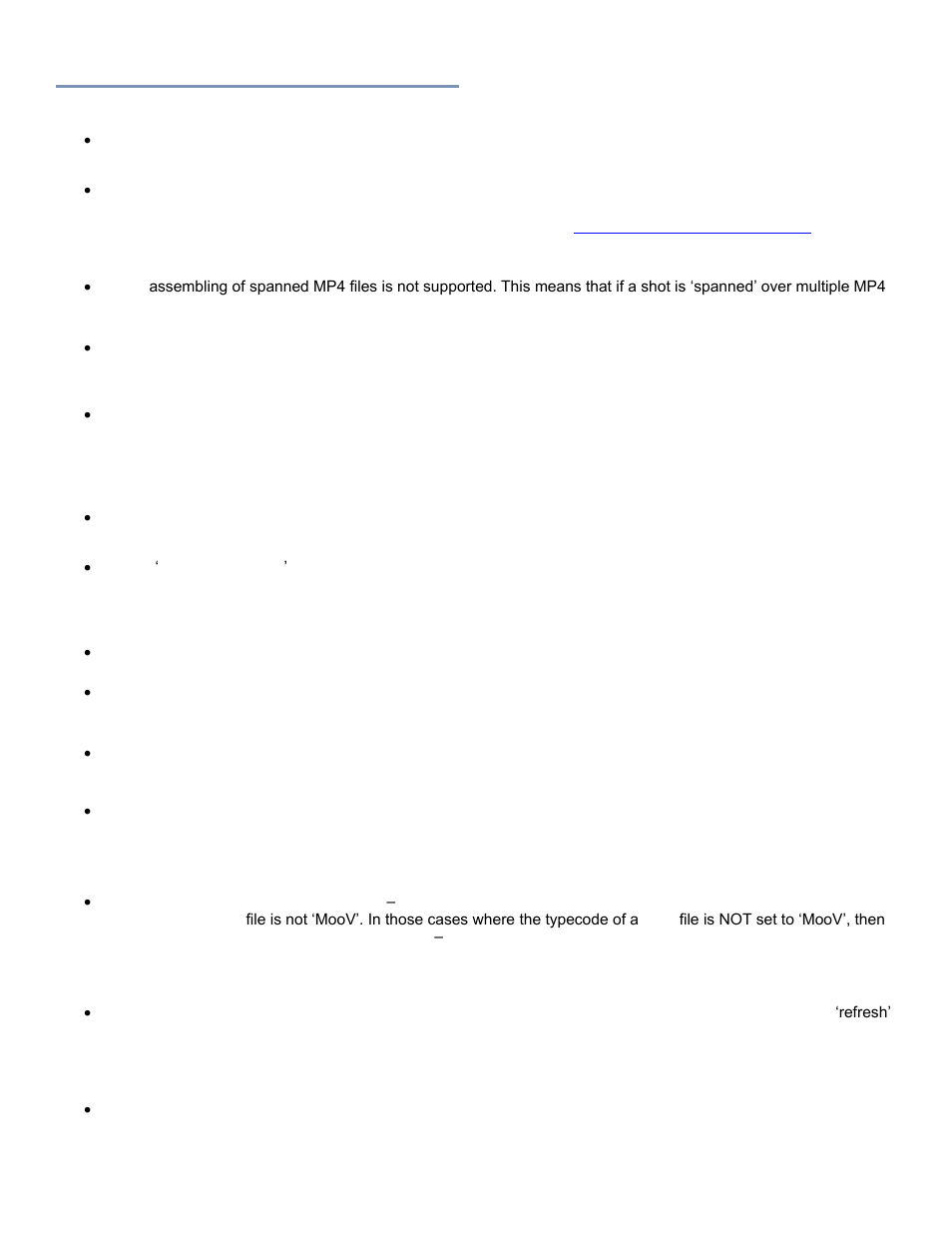 Known issues and limitations | Calibrated Software MP4-EX Import v3 User Manual | Page 11 / 35