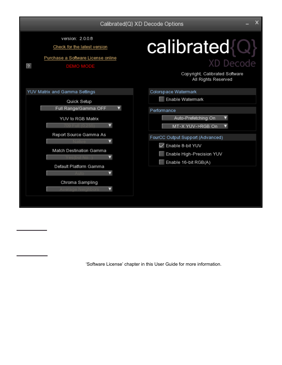 Version, License | Calibrated Software XD Decode v2 User Manual | Page 15 / 26