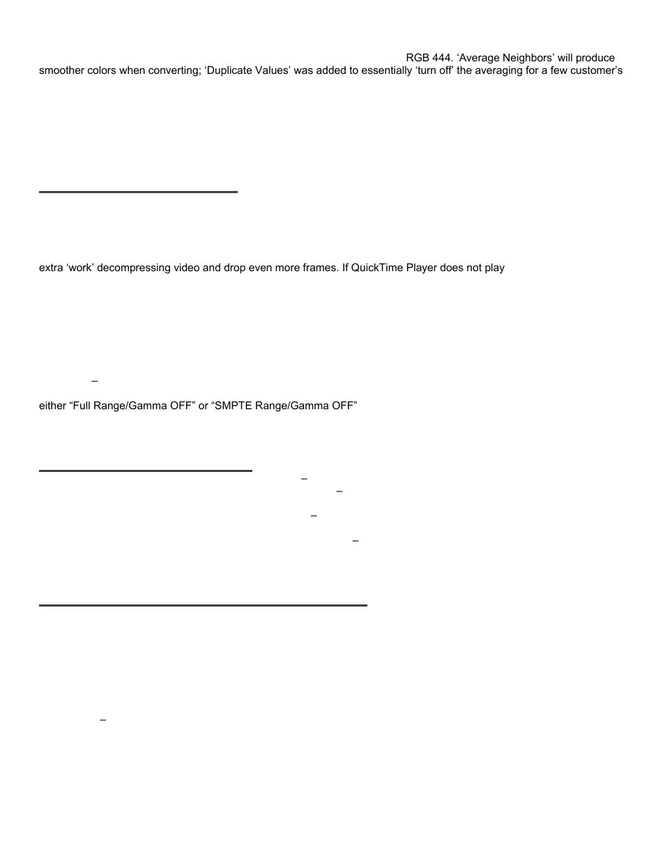 Important note about quicktime gamma settings, Performance options, Enabled auto-prefetching | Mt yuv->rgb, Mt-x yuv->rgb, Colorspace watermark, Fourcc output support(advanced), Important note about fourrcc output support | Calibrated Software XD Decode v2 User Manual | Page 18 / 26