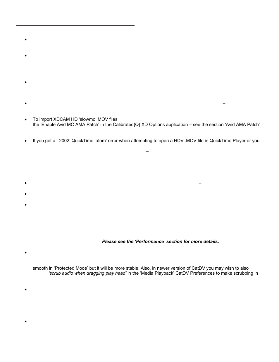 Known issues and limitations | Calibrated Software XD Decode v2 User Manual | Page 6 / 26