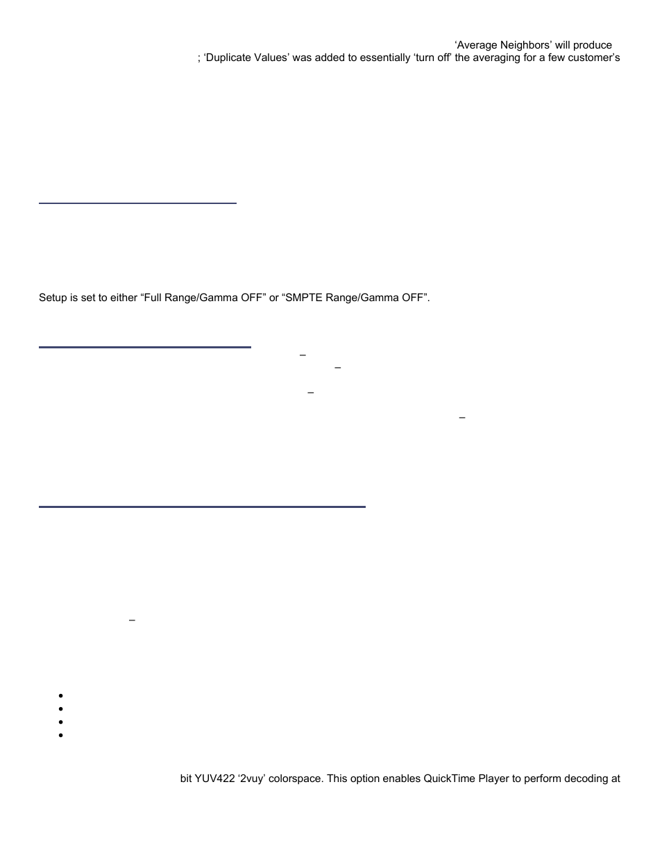 Important note about quicktime gamma settings, Performance options, Colorspace watermark | Fourcc output support(advanced), Important note about fourrcc output support, Enable 8-bit yuv | Calibrated Software AVC-Intra Decode v2 User Manual | Page 18 / 26