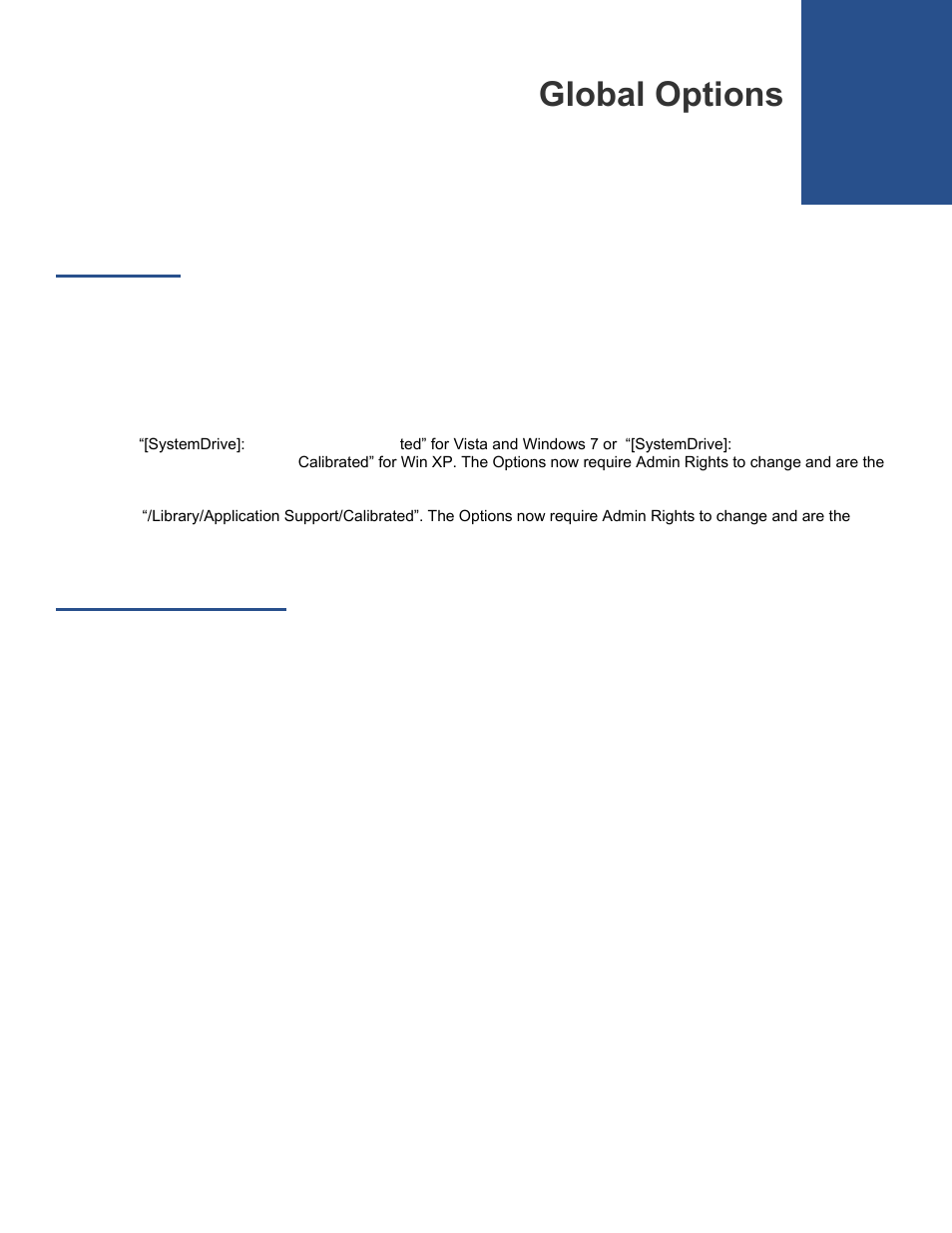 Global options, Overview, Options interface | Calibrated Software DVCProHD Decode v2 User Manual | Page 13 / 25
