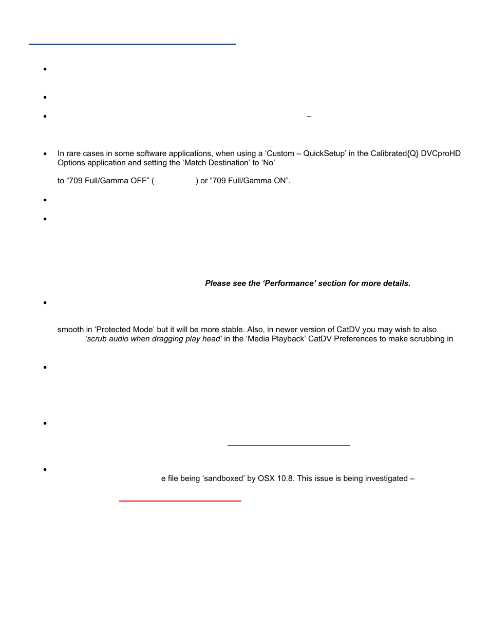 Known issues and limitations | Calibrated Software DVCProHD Decode v2 User Manual | Page 6 / 25