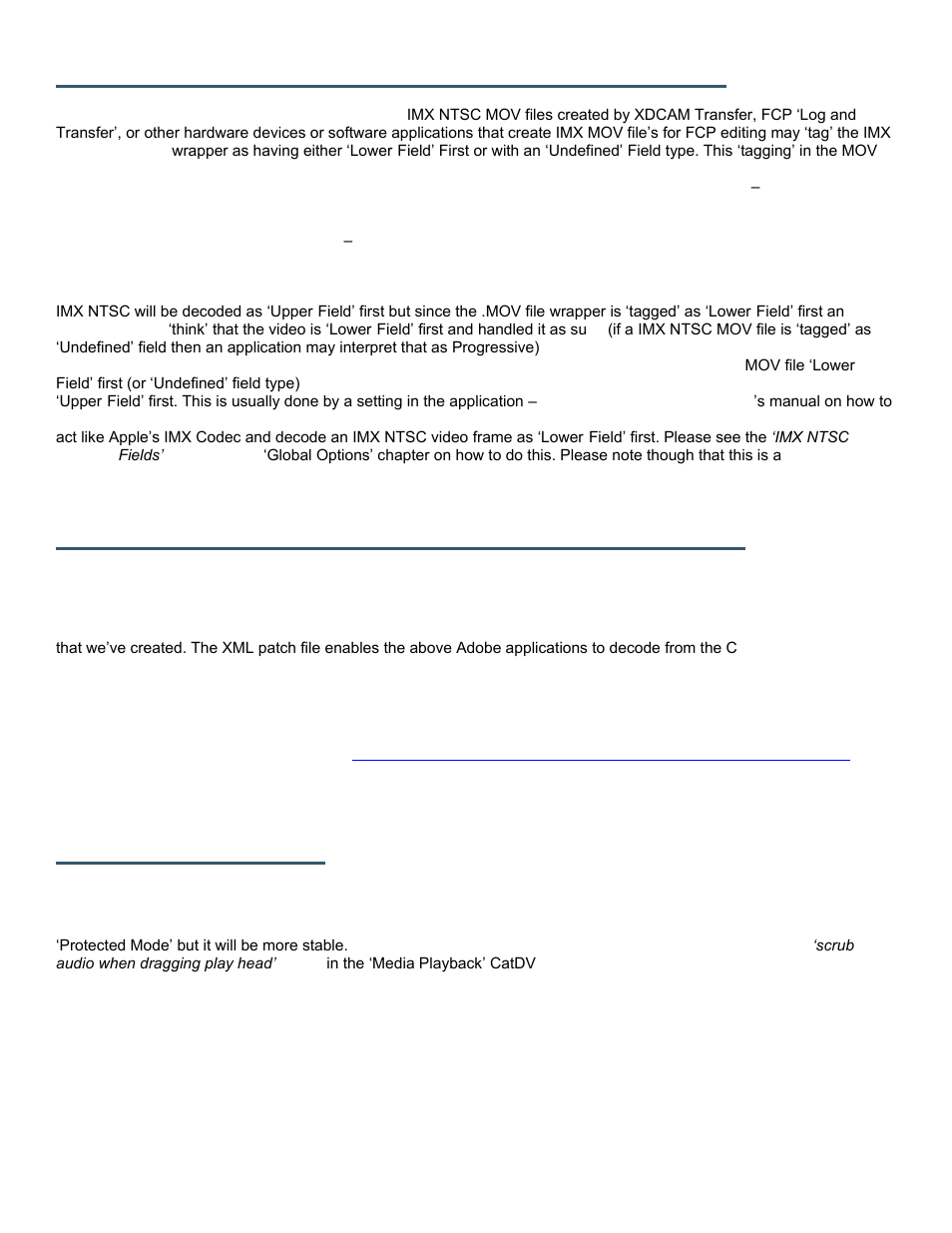 Special note: imx ntsc mov files created for fcp, Special note: adobe cs performance enhancement, Special note: catdv | Calibrated Software IMX Decode v2 User Manual | Page 12 / 28